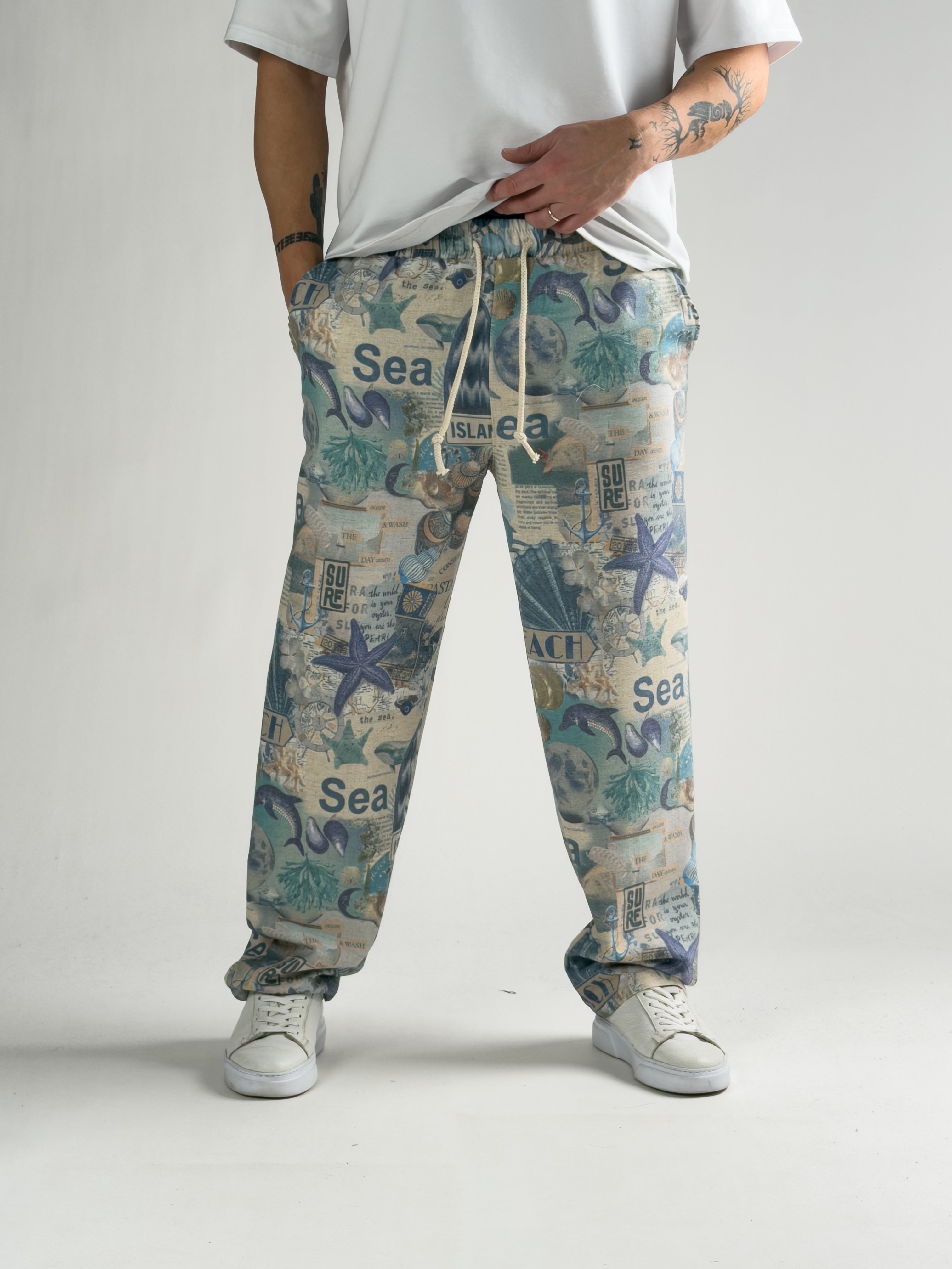 Sea Desenli Erkek Baggy Pantolon COC2813