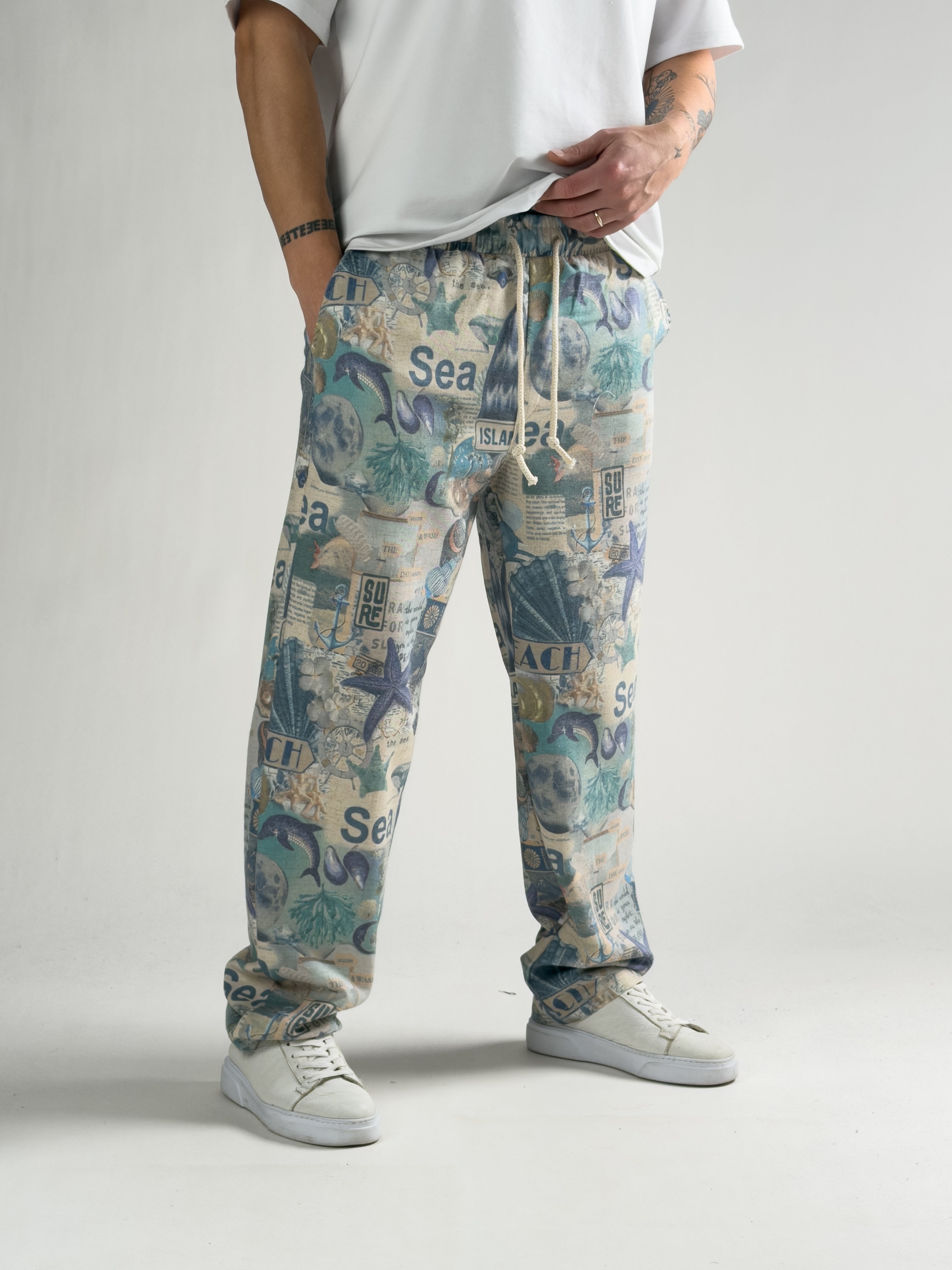 Sea Desenli Erkek Baggy Pantolon COC2813
