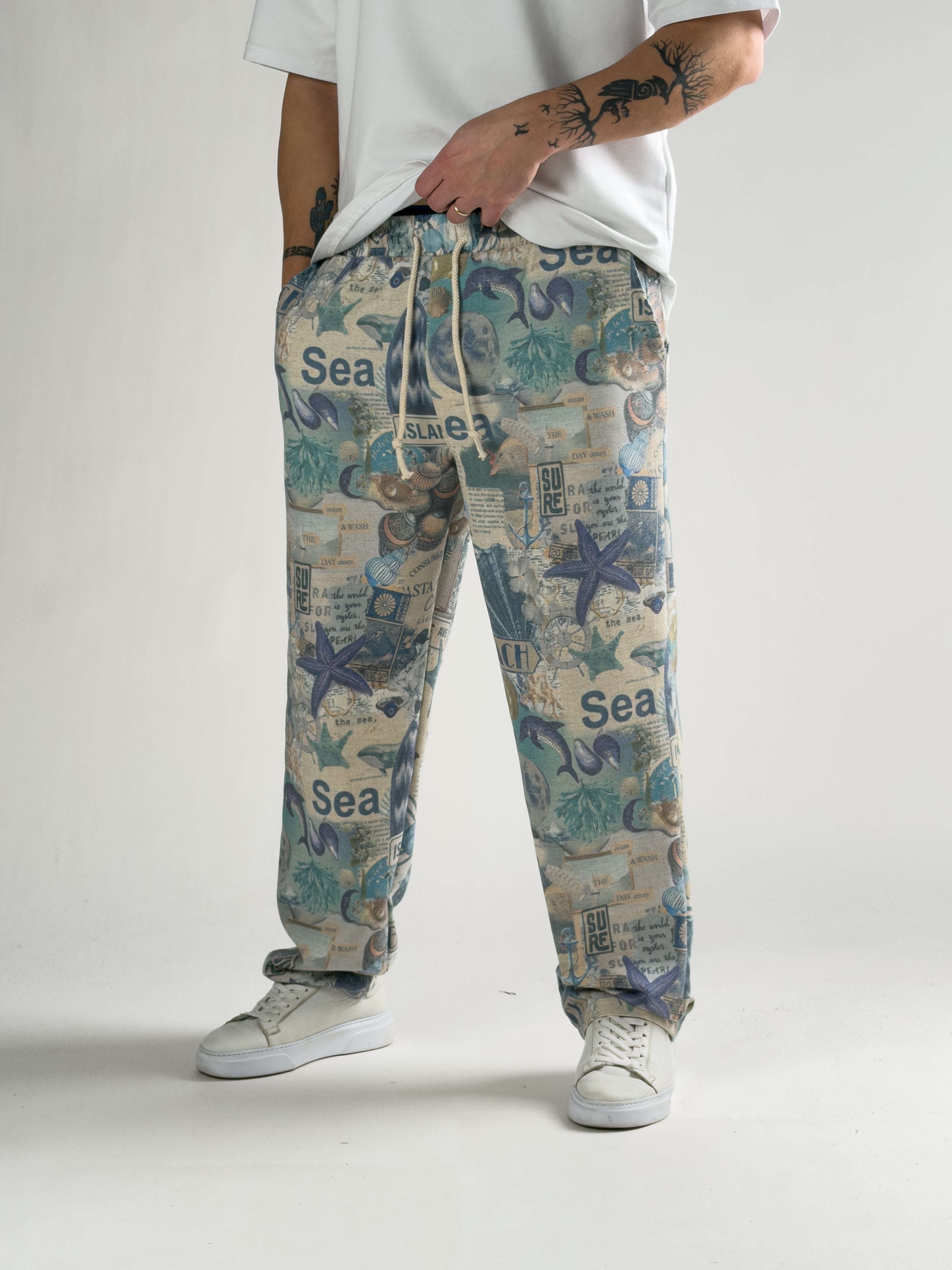 Sea Desenli Erkek Baggy Pantolon COC2813