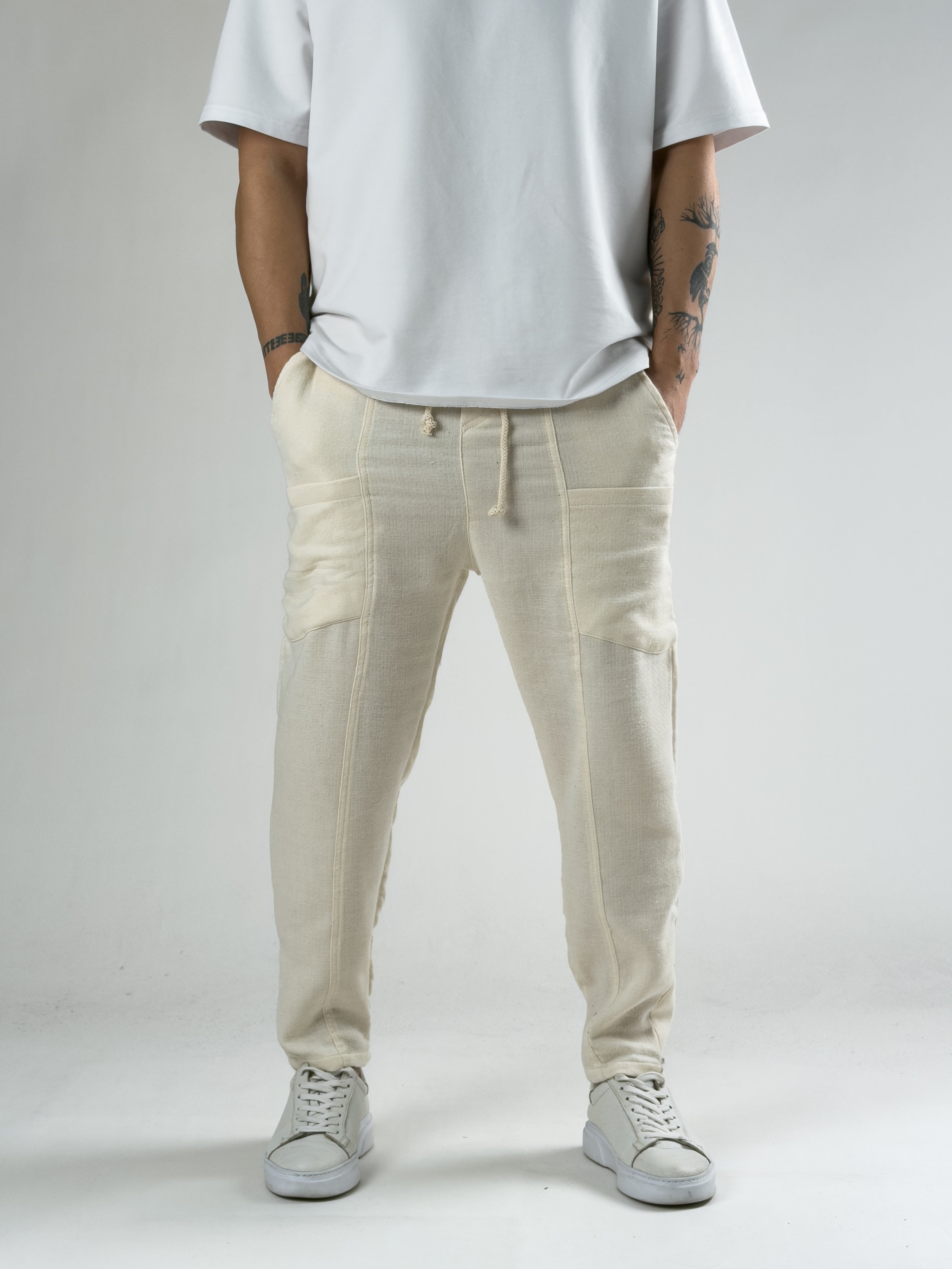 Keten Bej Erkek Jogger Pantolon COC2817