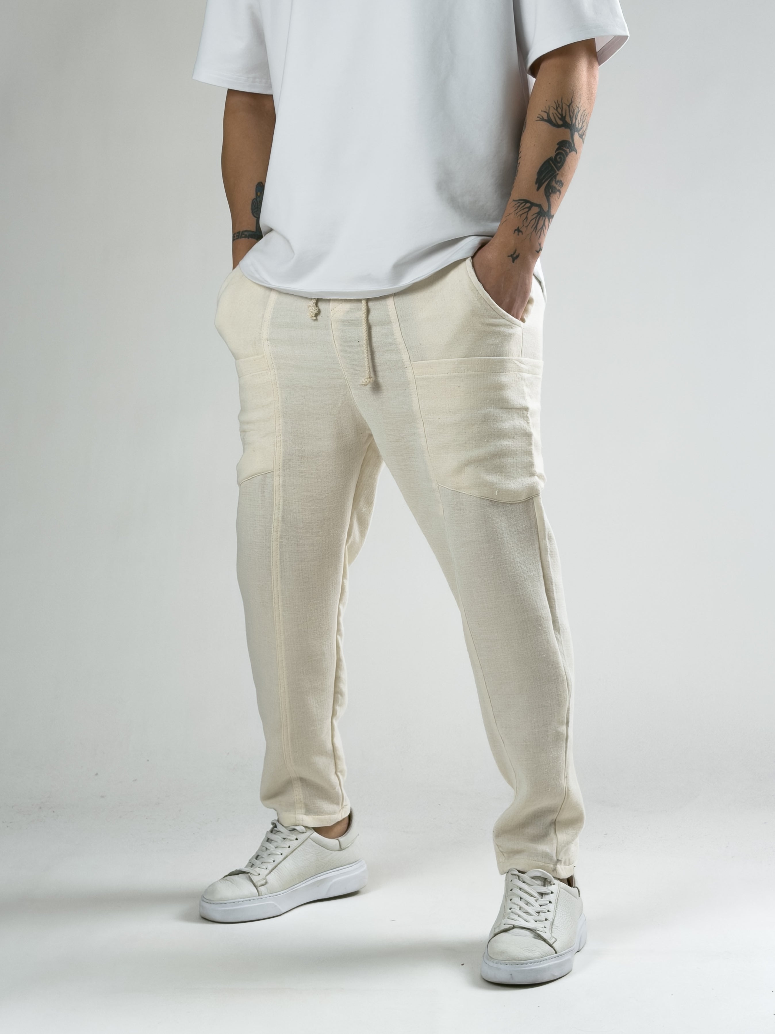 Keten Bej Erkek Jogger Pantolon COC2817