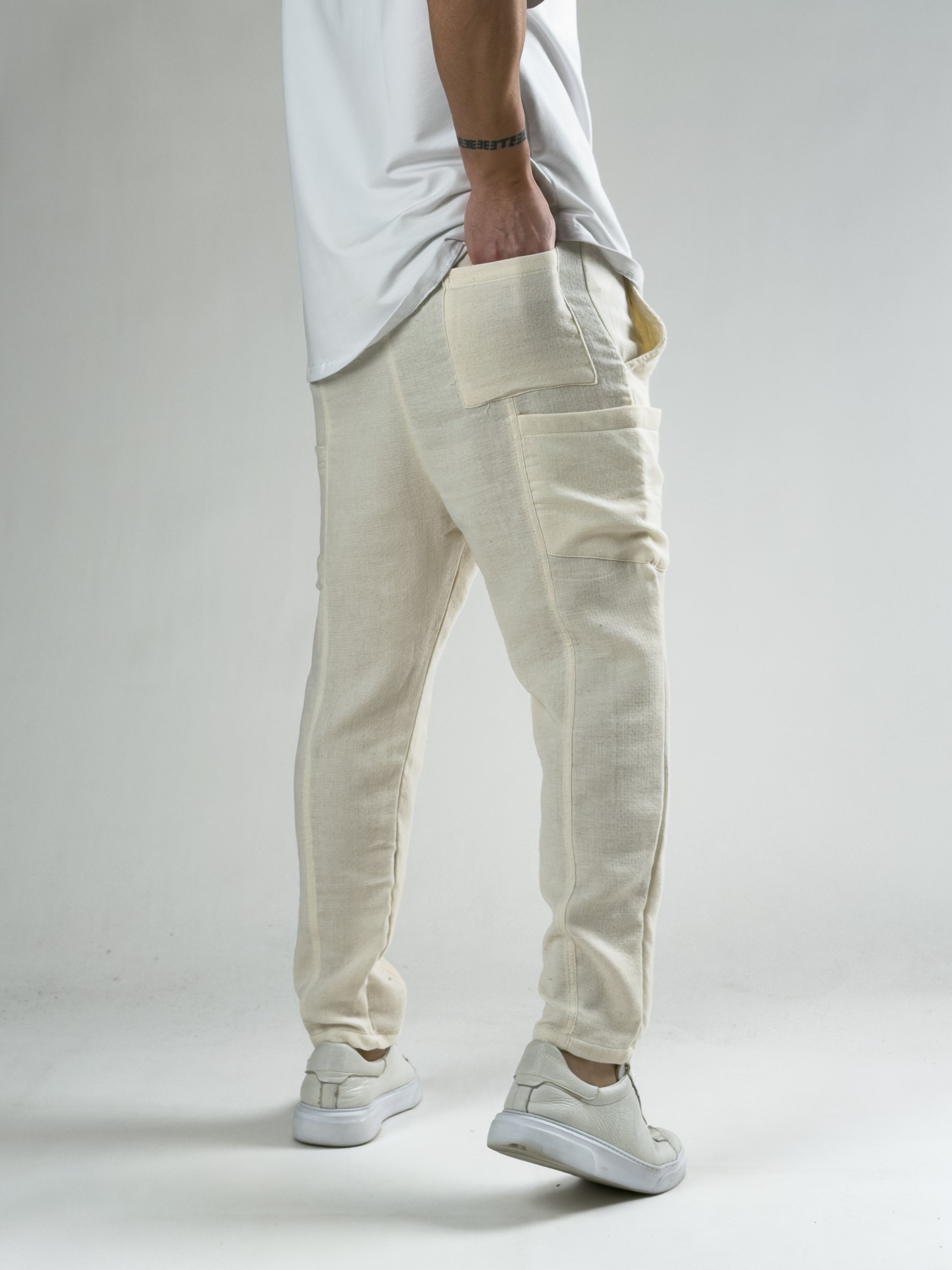 Keten Bej Erkek Jogger Pantolon COC2817