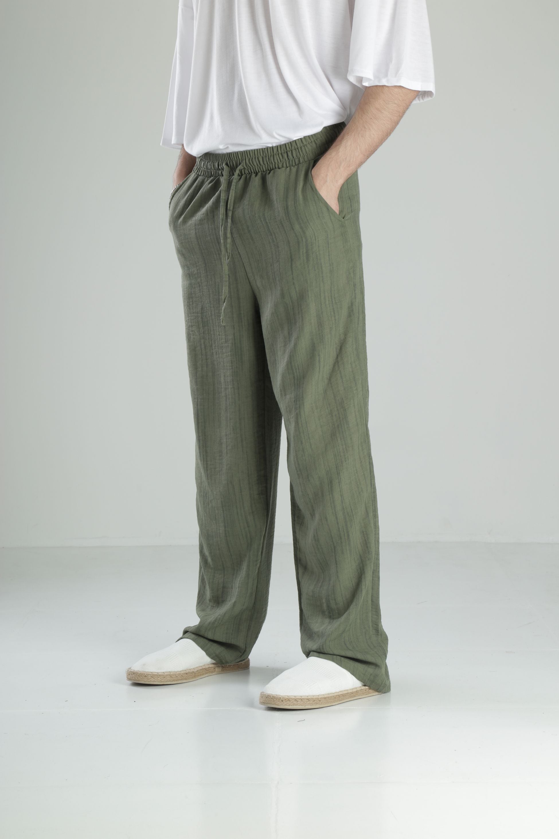 Aerobin Keten Yeşil Baggy Pantolon COC2513