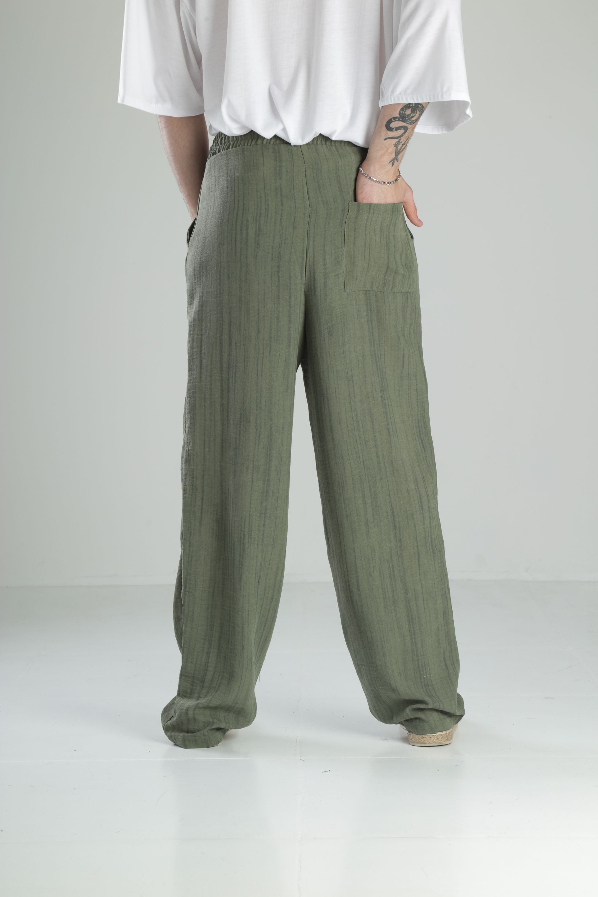 Aerobin Keten Yeşil Baggy Pantolon COC2513