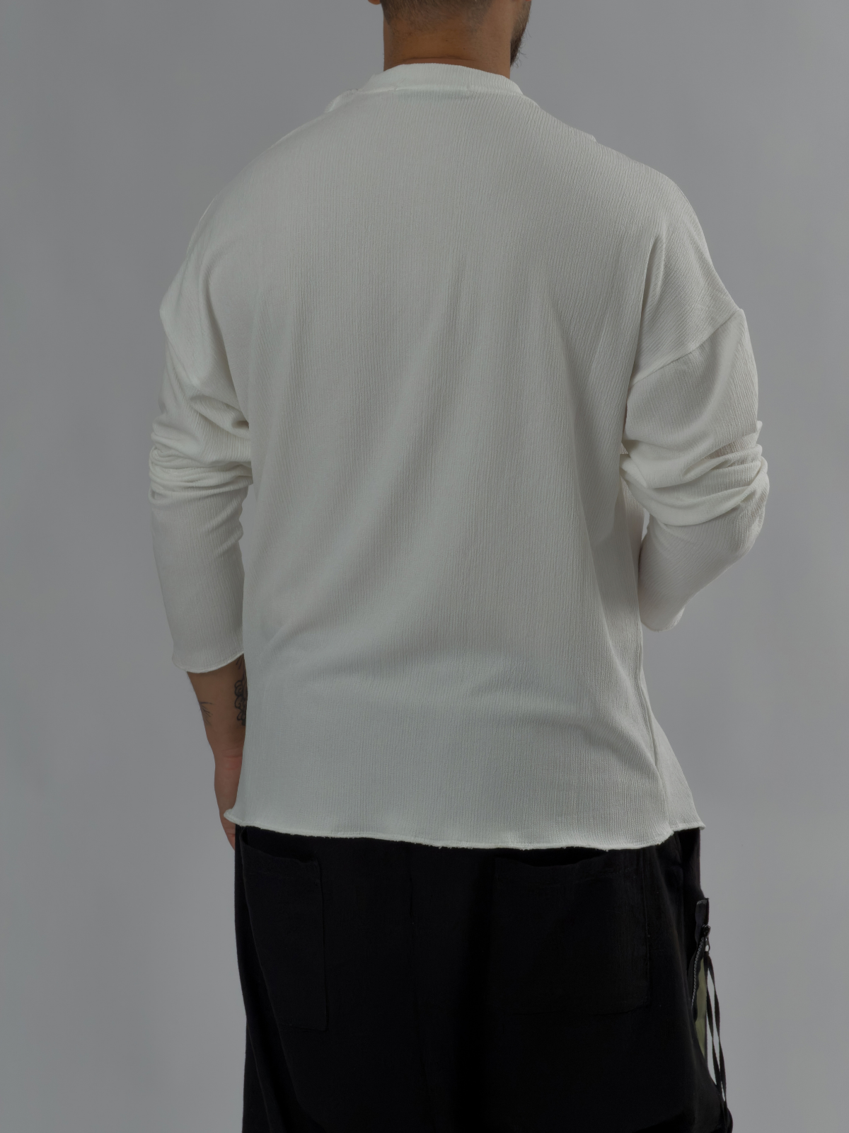 Asimetrik Dikişli Beyaz Erkek Sweatshirt COC3456
