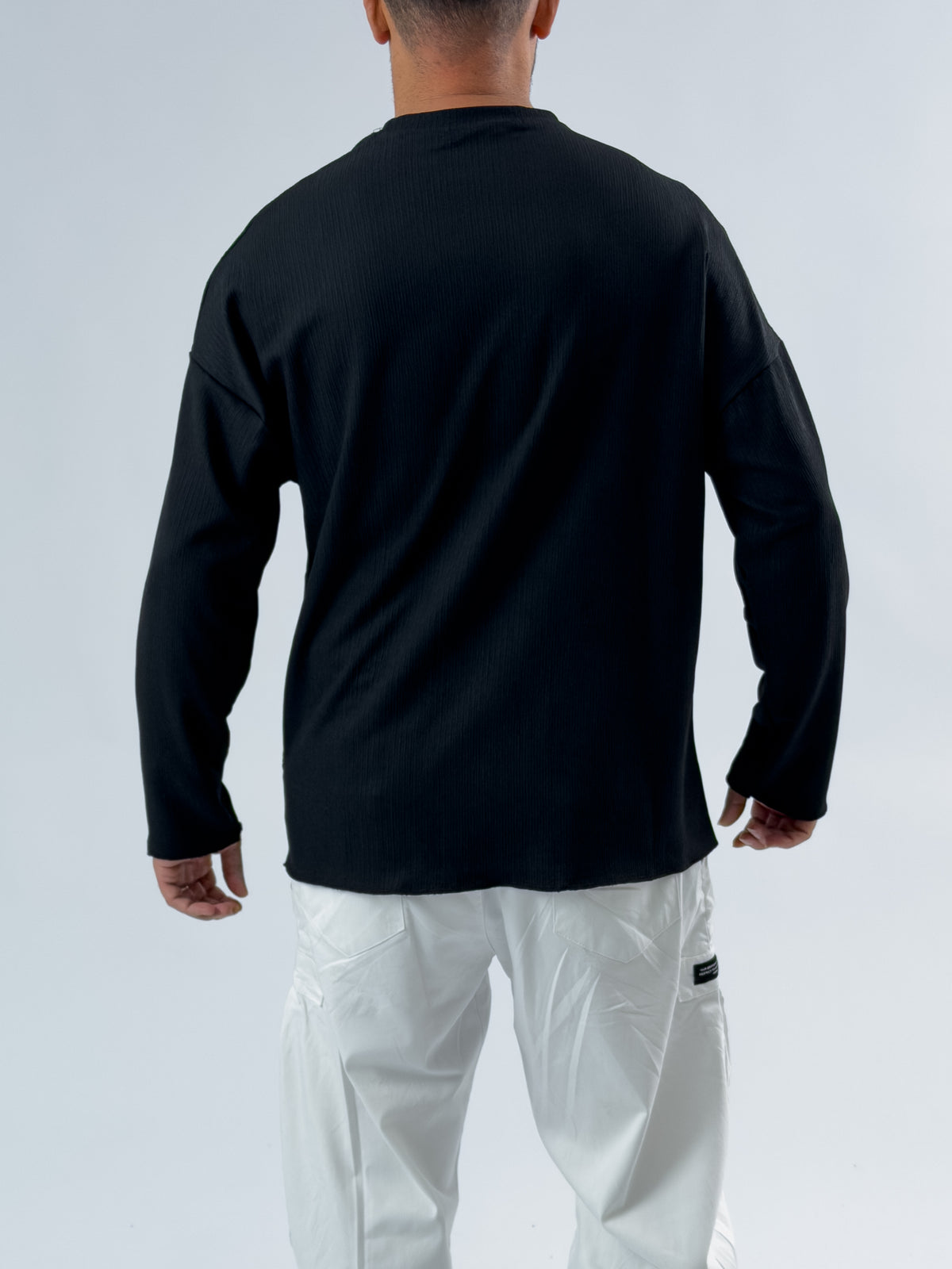 Asimetrik Dikişli Siyah Erkek Sweatshirt COC3455
