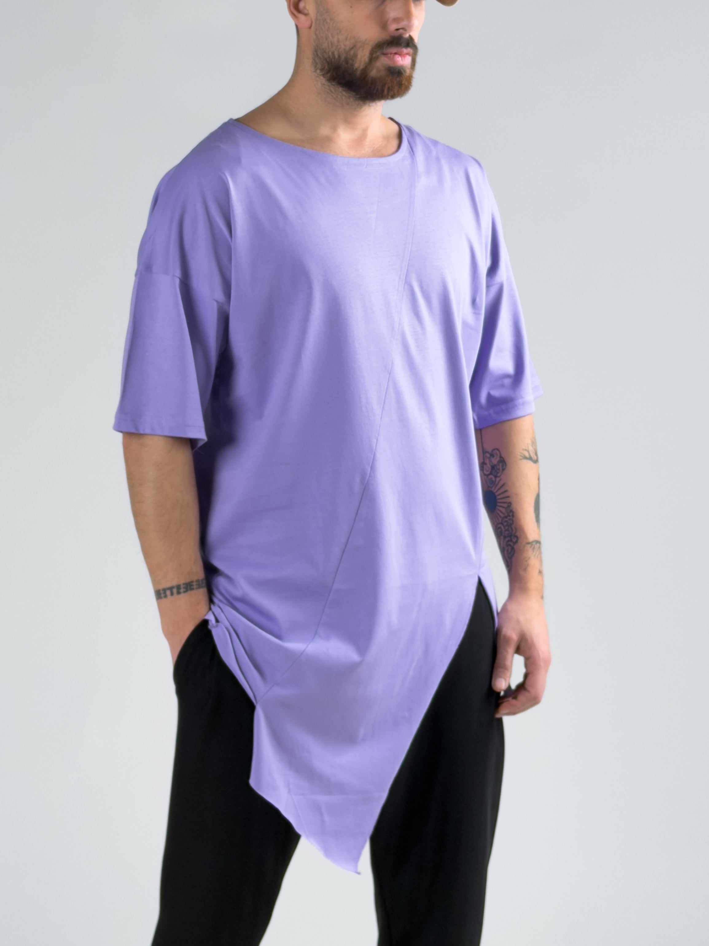 Asimetrik Lila Erkek T-Shirt COC2991