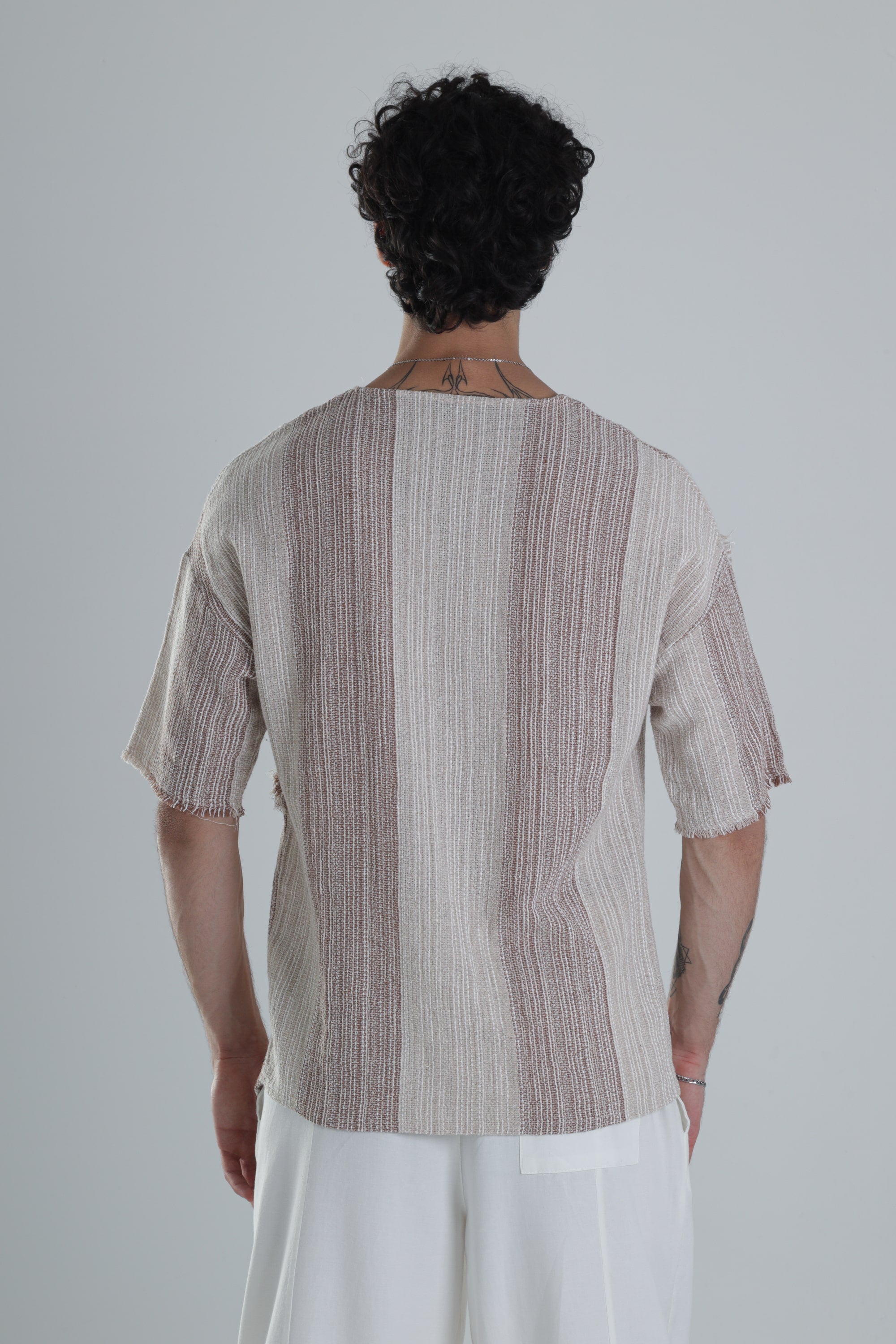 Asimetrik Tasarım Kahve T-Shirt COC1383