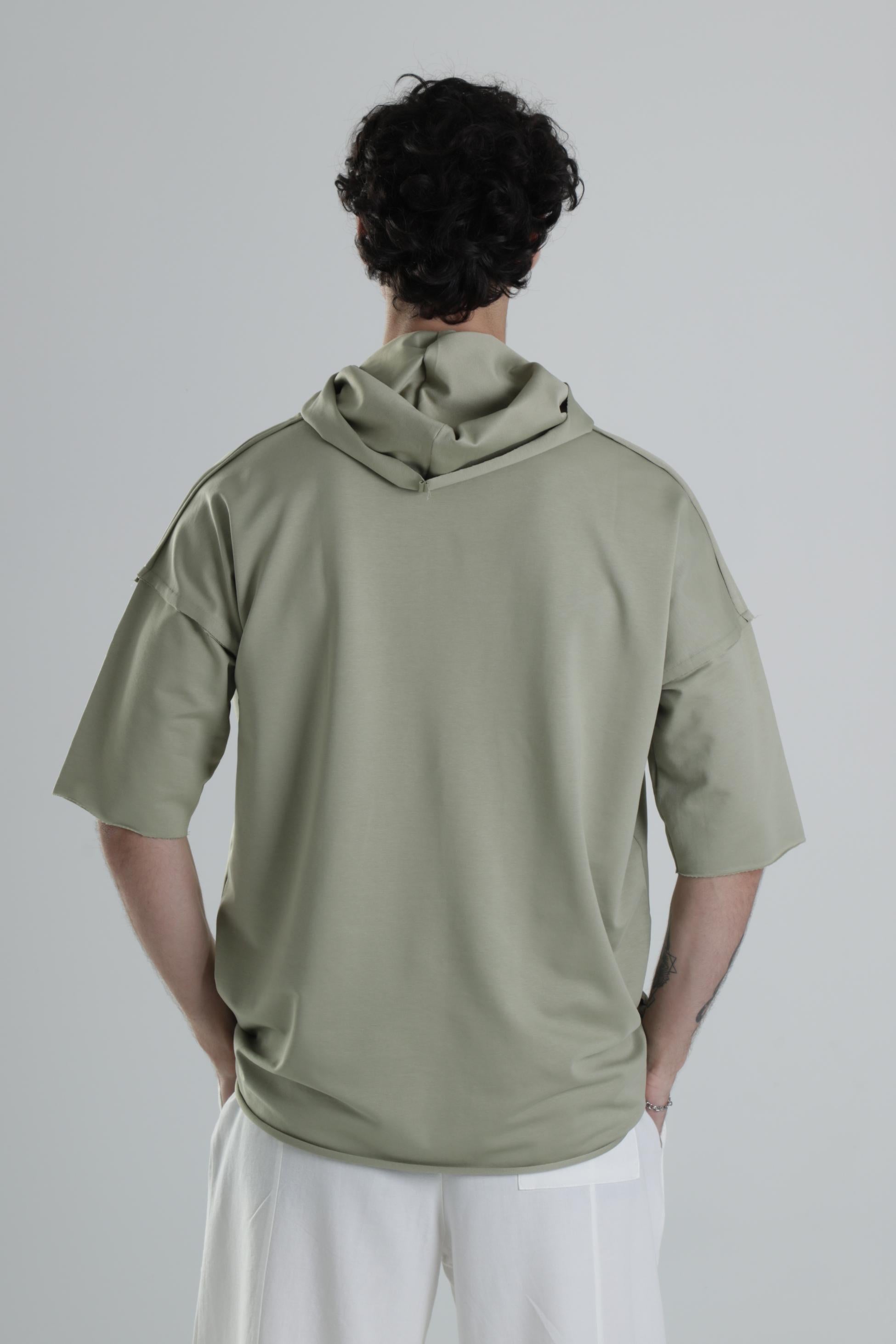 Avangart Yeşil Kapüşonlu T-Shirt COC2413