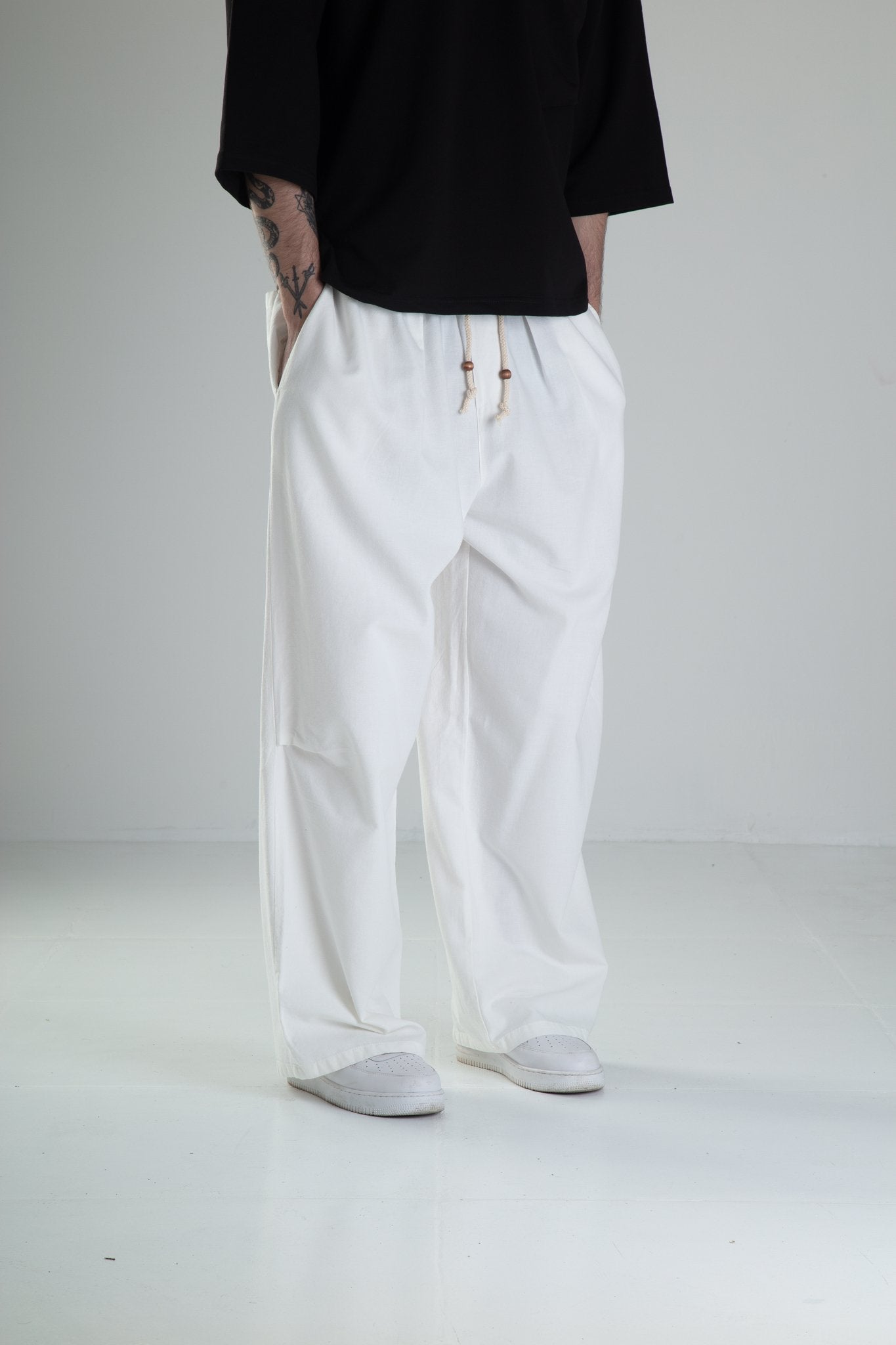 Baggy Beyaz Keten Pantolon COC1892