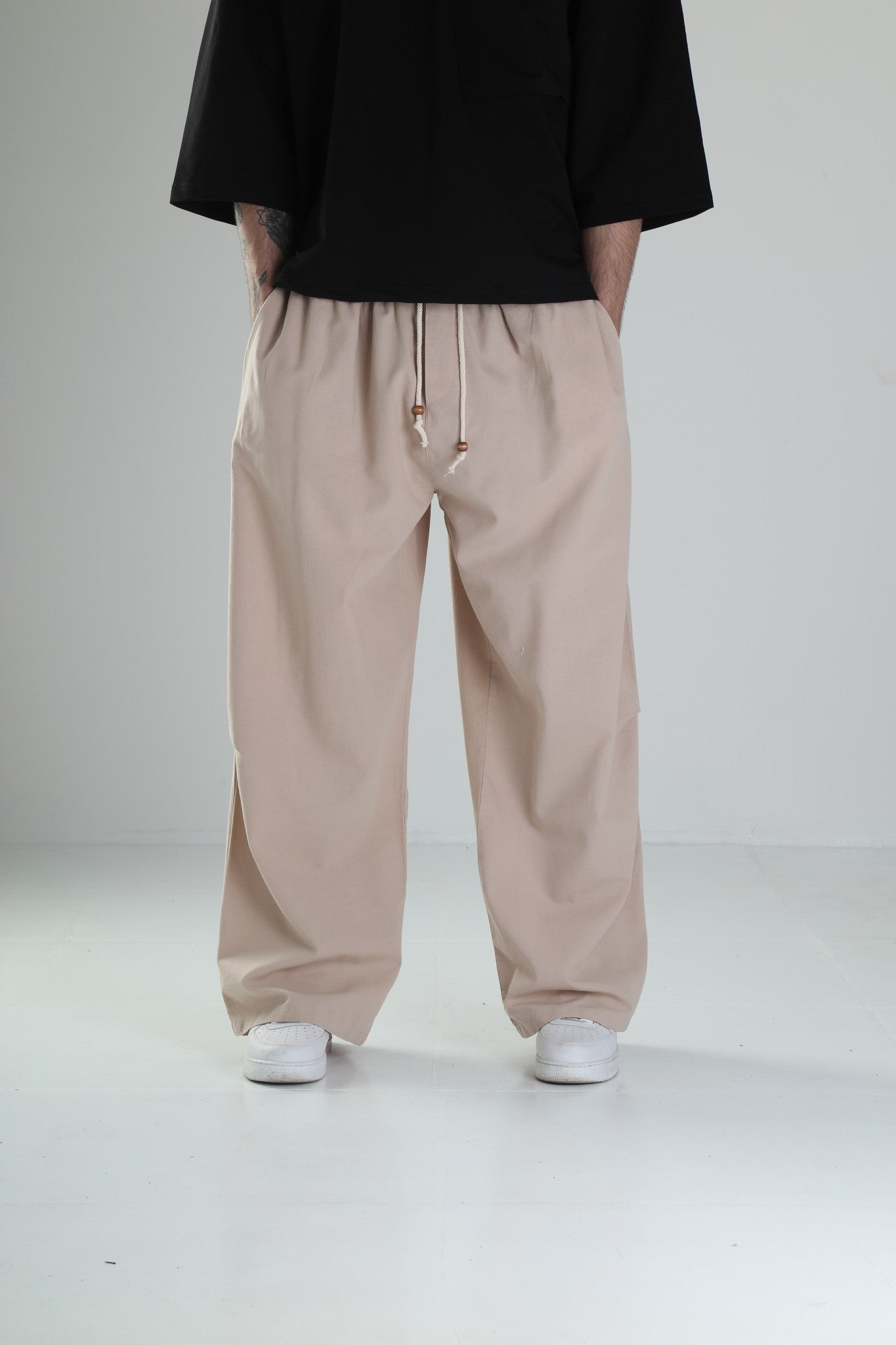 Baggy Kahve Keten Pantolon COC2419