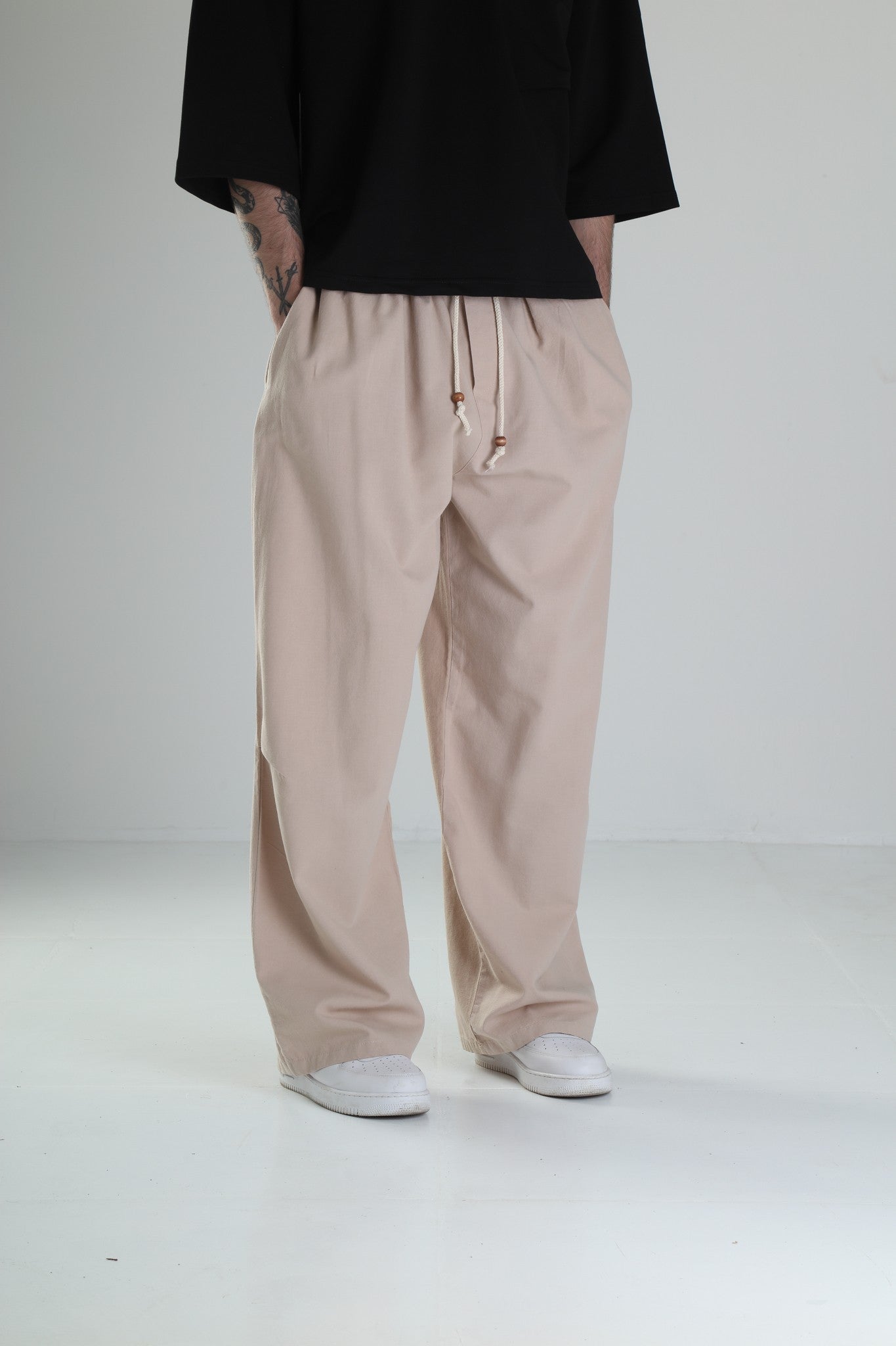 Baggy Kahve Keten Pantolon COC2419