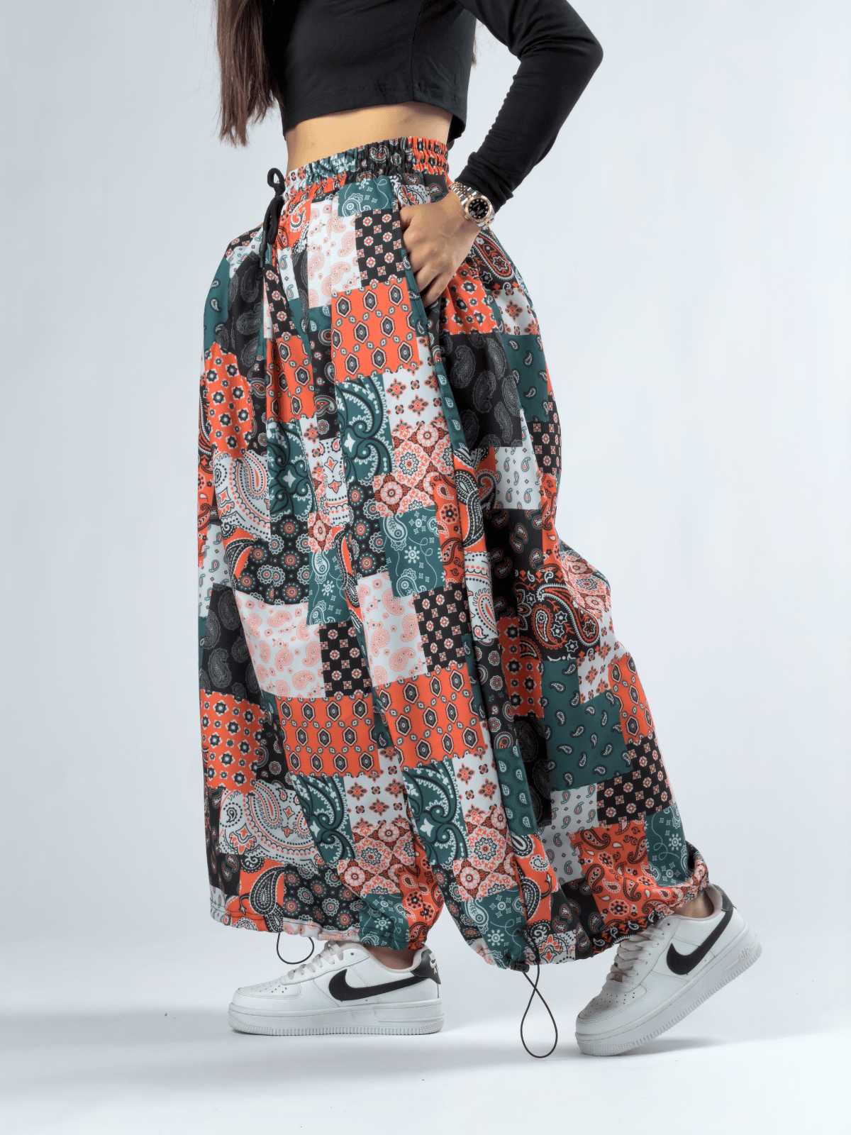 Bandana Paça Ayarlamalı Süper Oversize Kadın Pantolon COC3368
