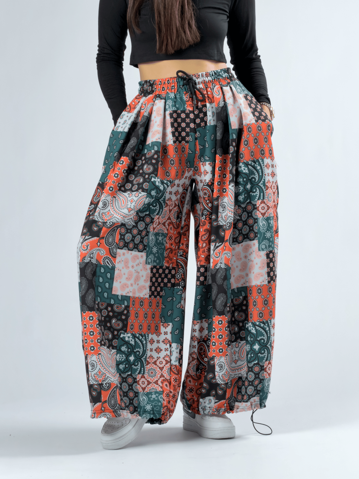 Bandana Paça Ayarlamalı Süper Oversize Kadın Pantolon COC3368