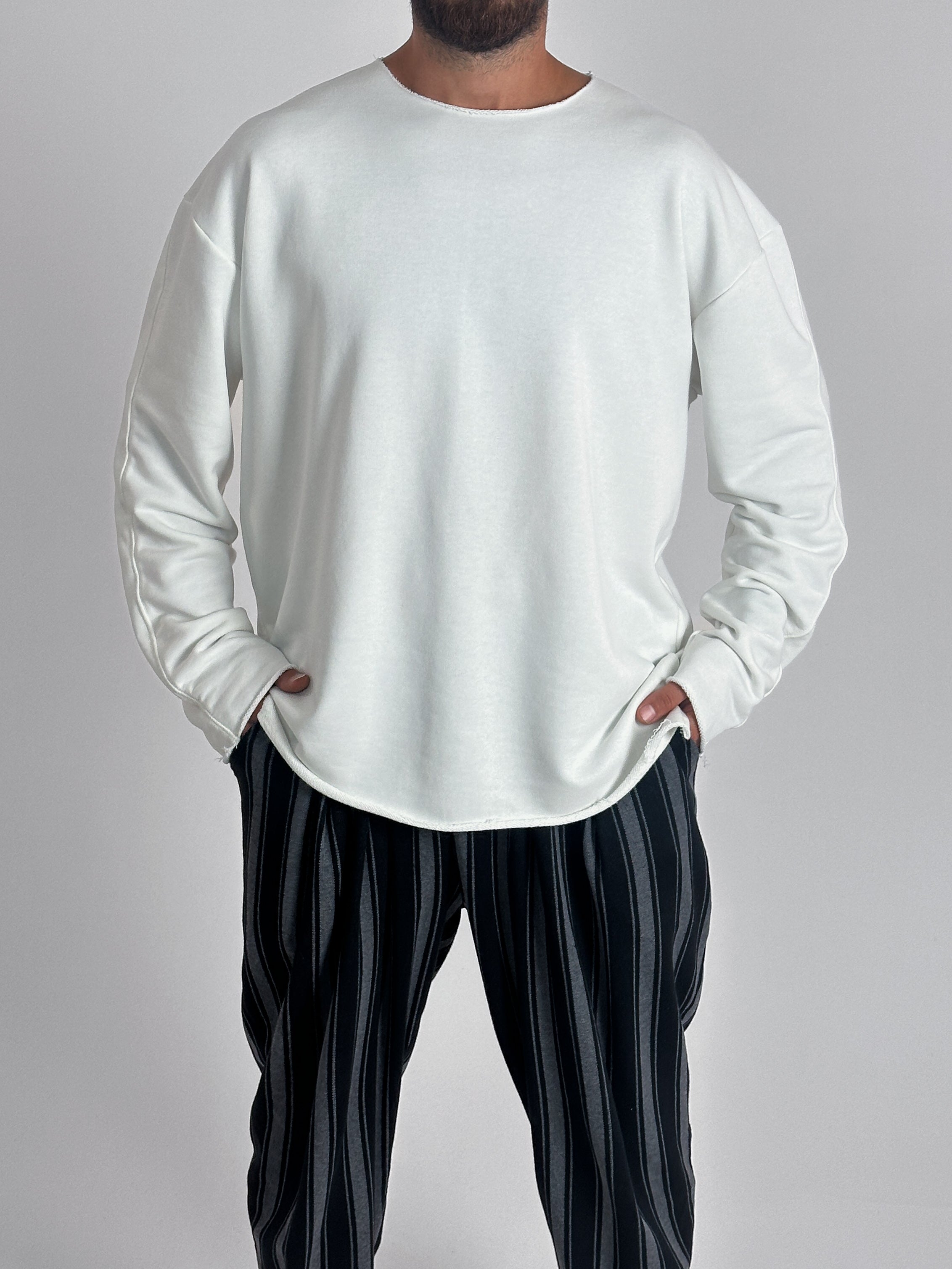 Basic Ekru Erkek Sweatshirt COC1016