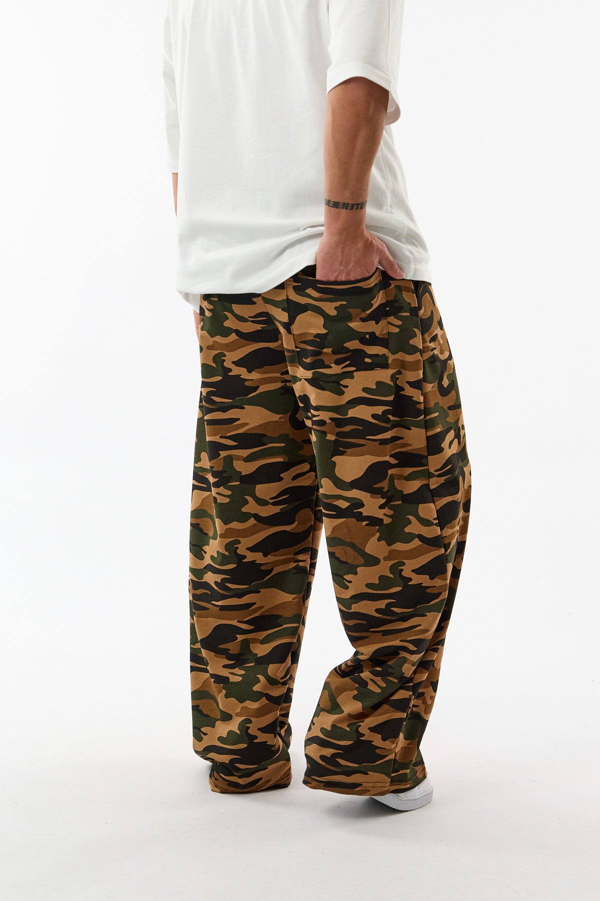 Baskılı Kamuflaj Kahve Baggy Erkek Pantolon COC3704