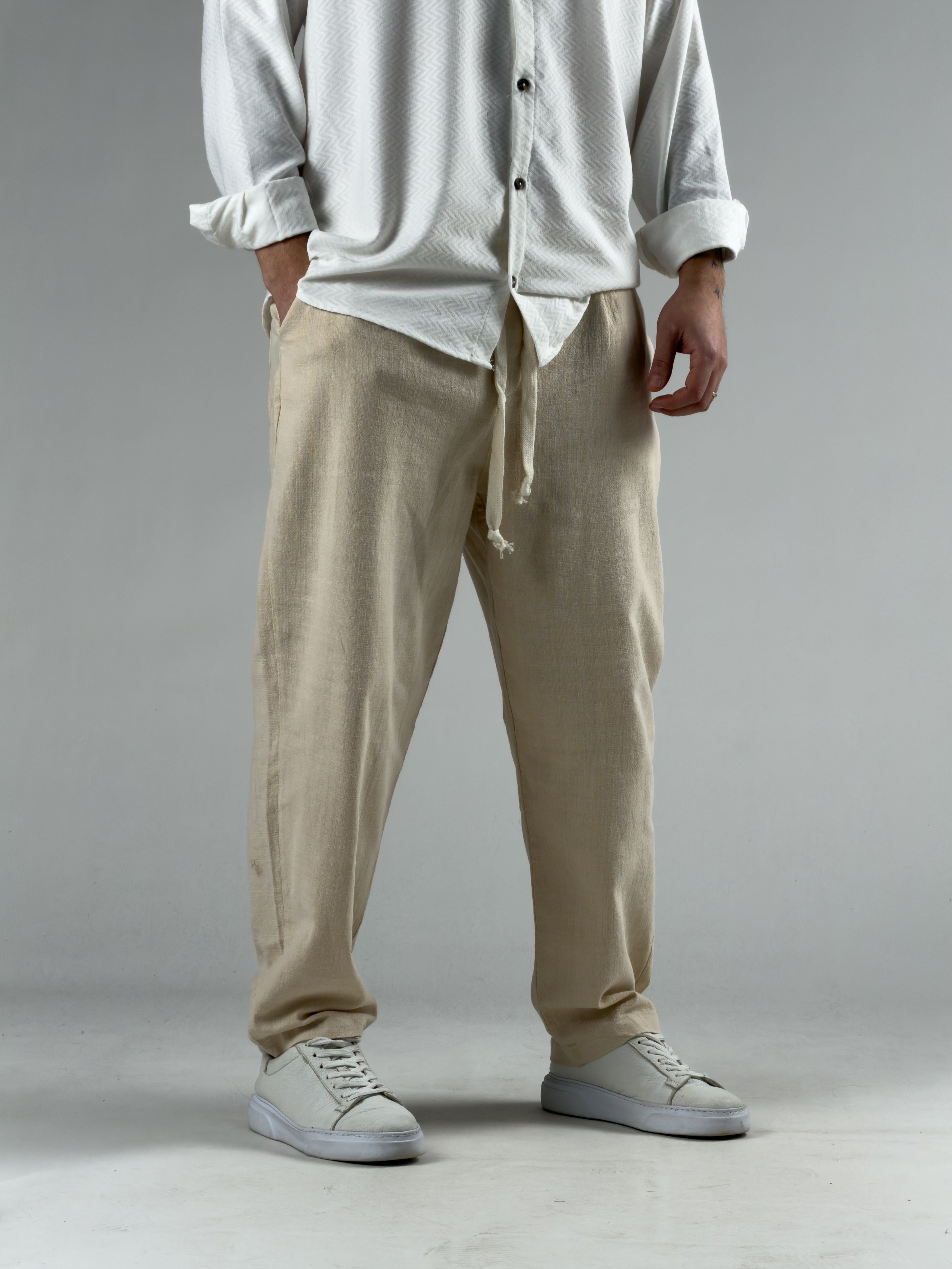 Bej Erkek Keten Pantolon COC3029