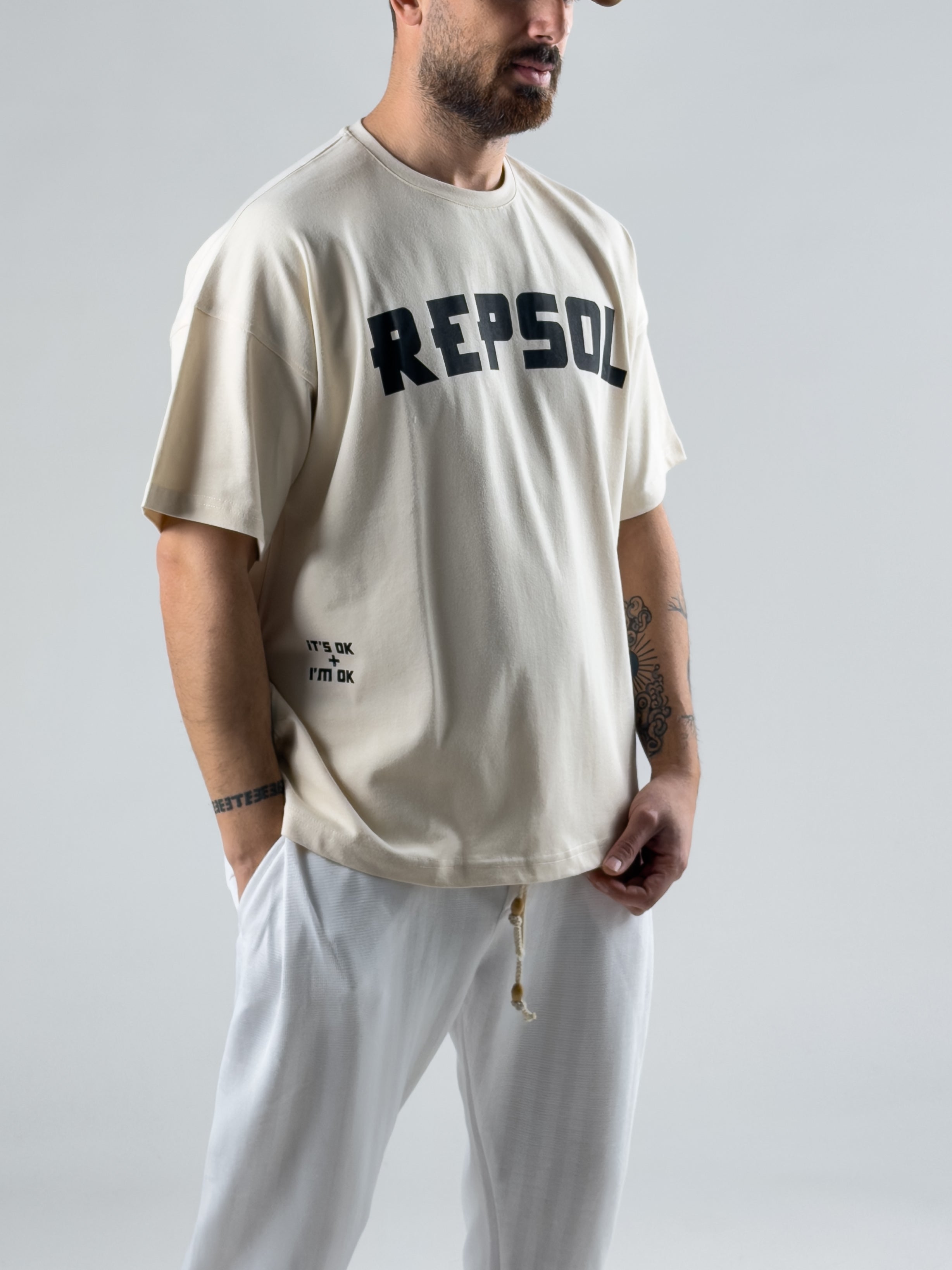 Bej Repsol Erkek T-Shirt COC3008