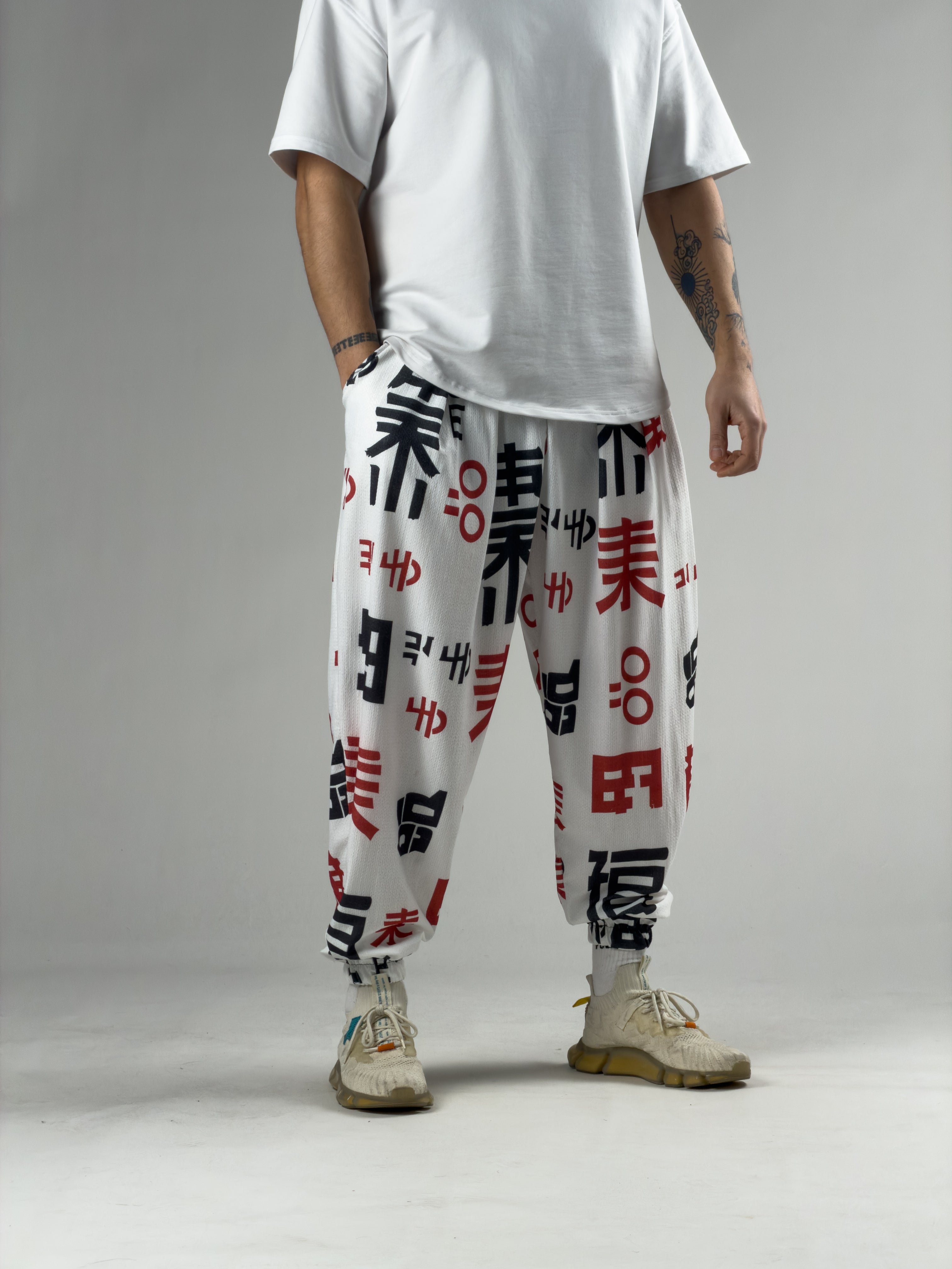 Beyaz Chinese Erkek Pileli Şalvar Pantolon COC2959