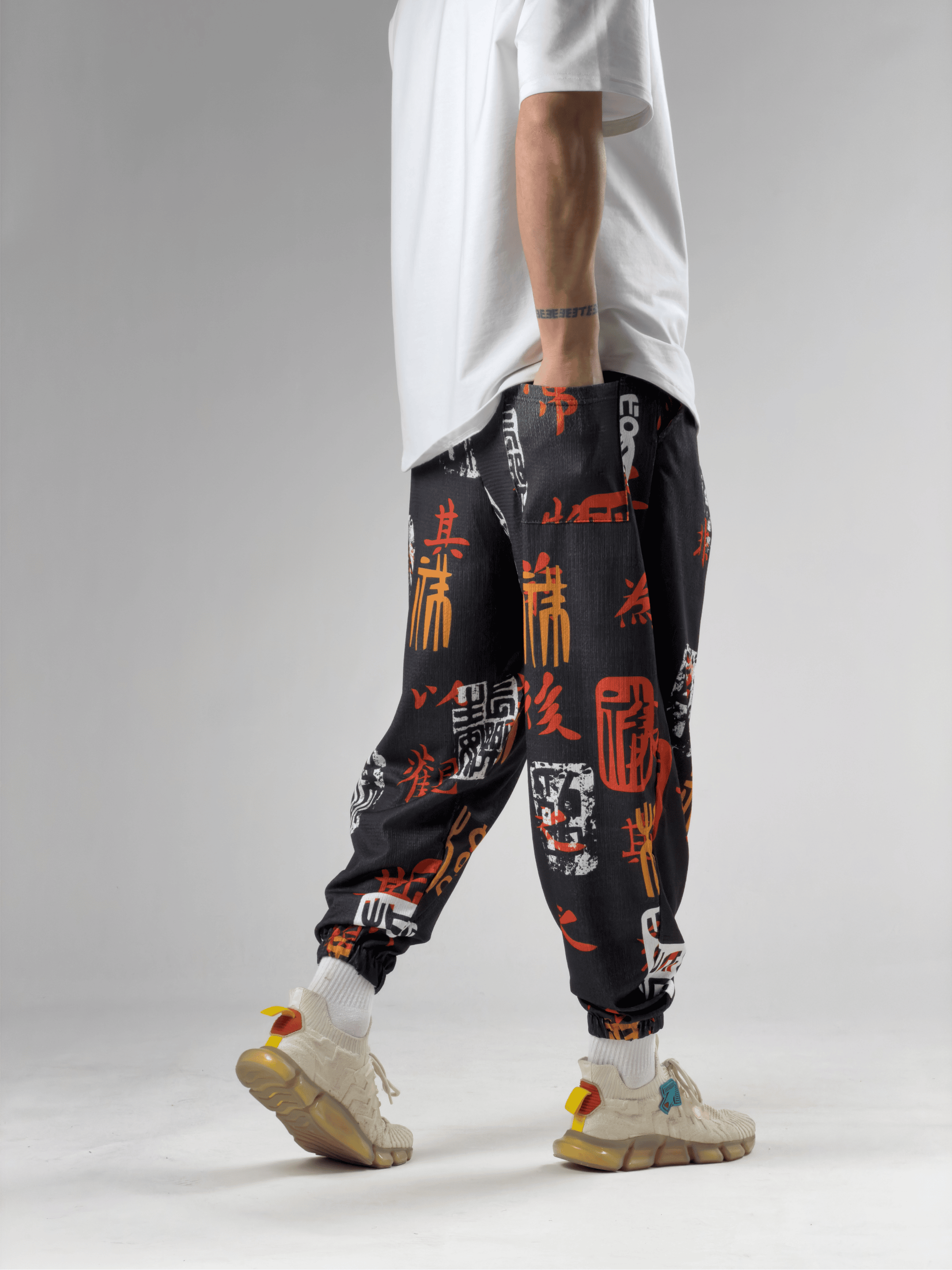 Black Chinese Erkek Pileli Yarım Şalvar COC3056