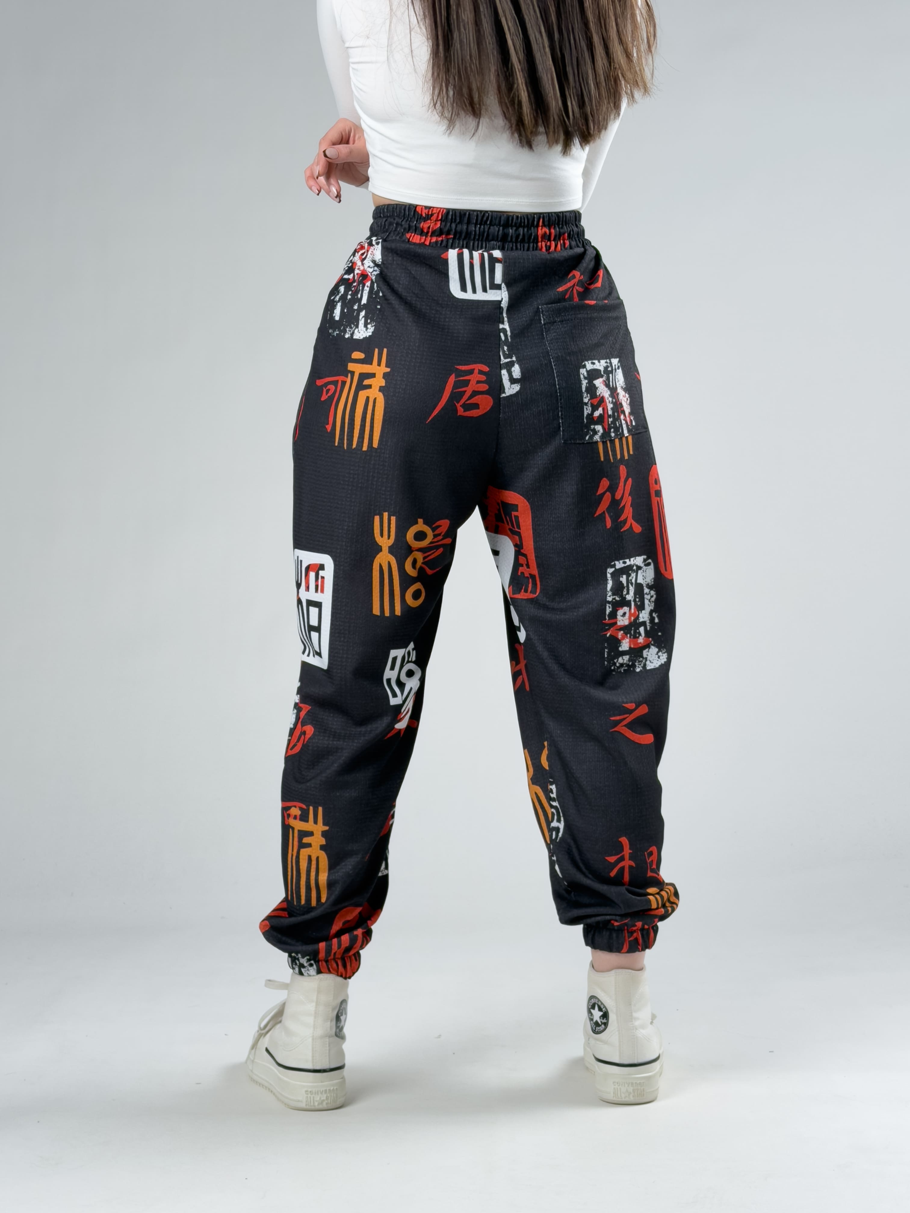 Black Chinese Kadın Pileli Şalvar Pantolon COC3057