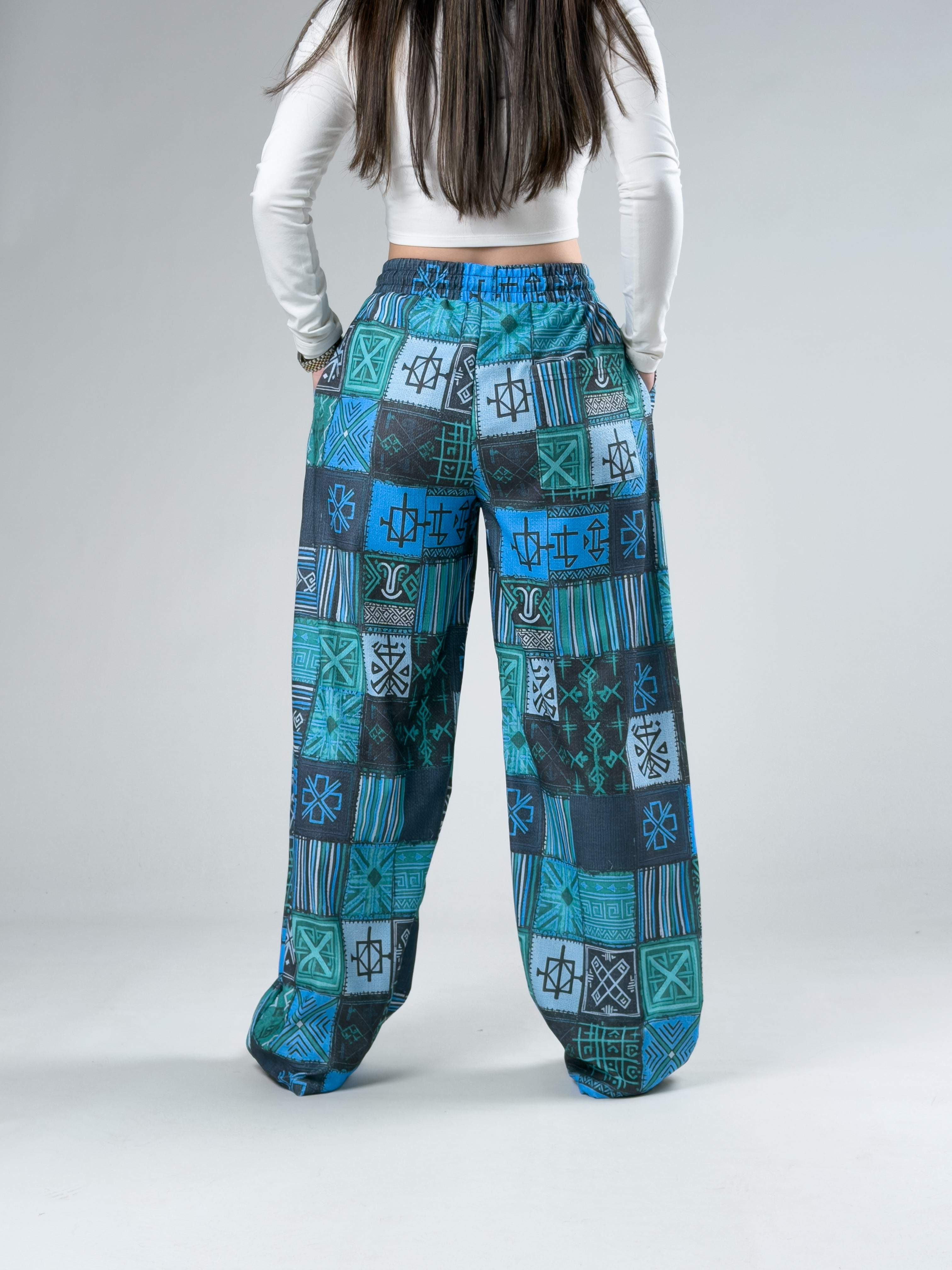 Blue Kadın Patchwork Oversize Pantolon COC2939