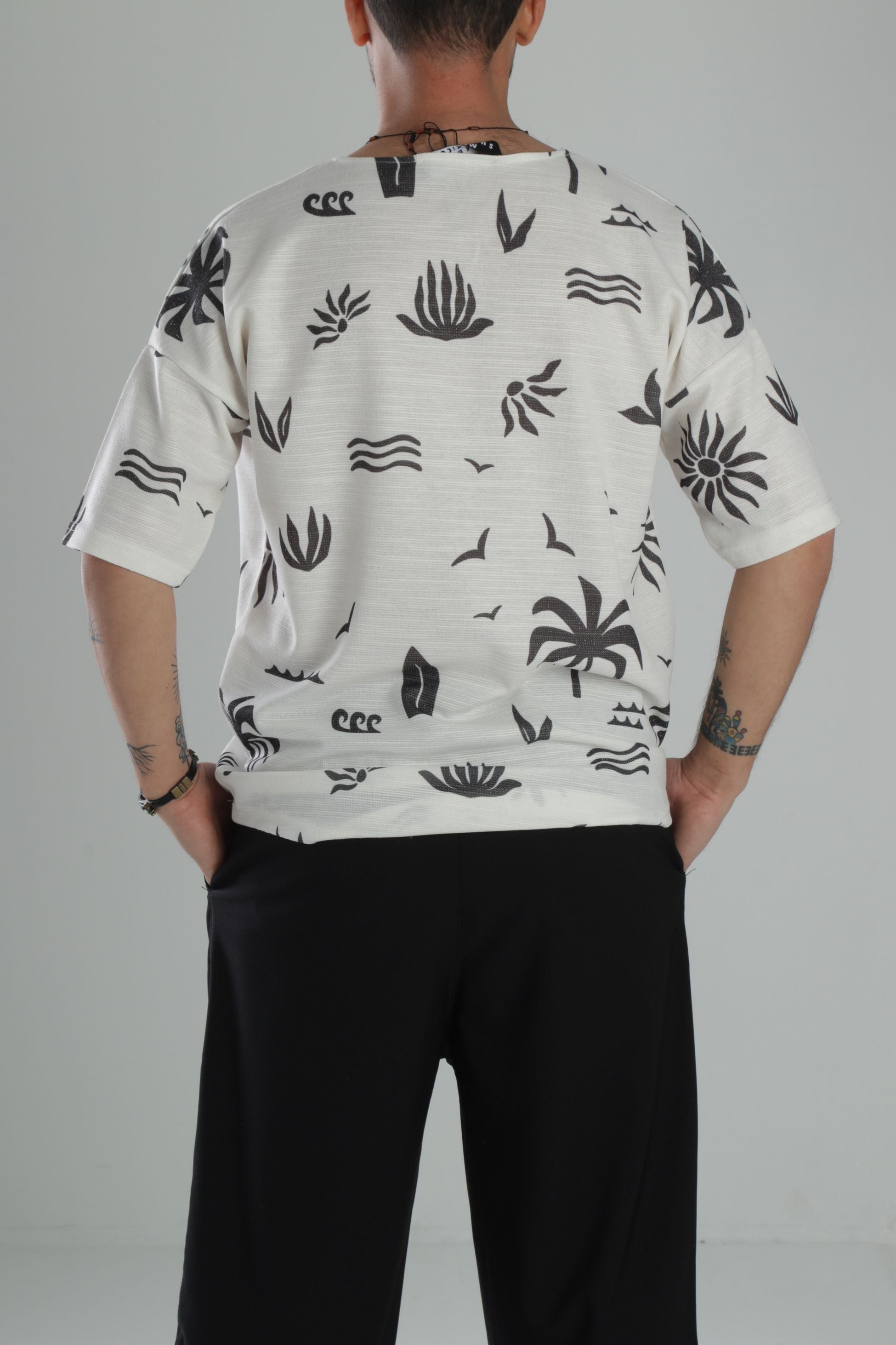 Boho Desenli Oversize T-Shirt COC2443