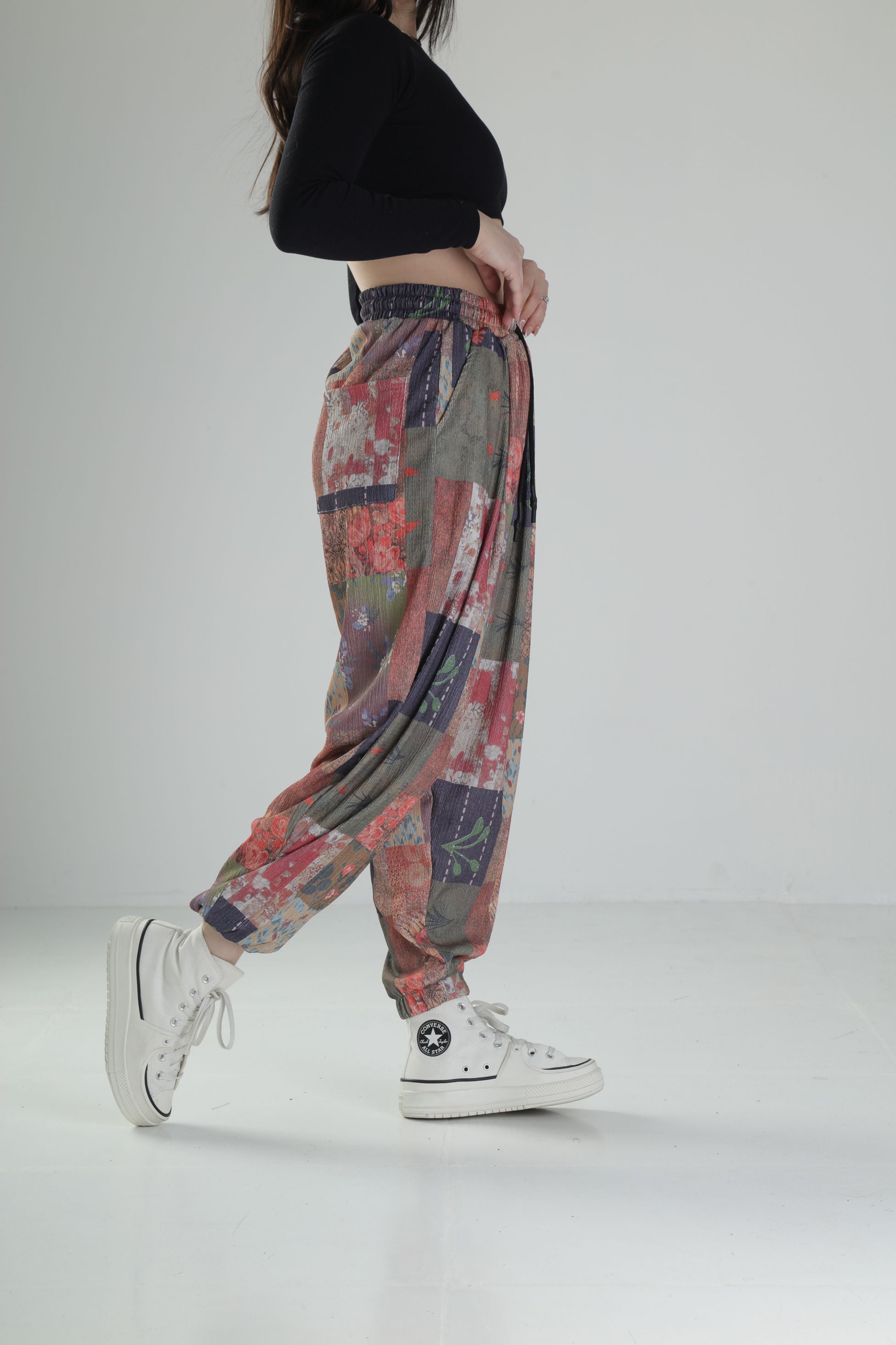 Bürümcük Kumaş Yama Desenli Jogger Pantolon COC2480