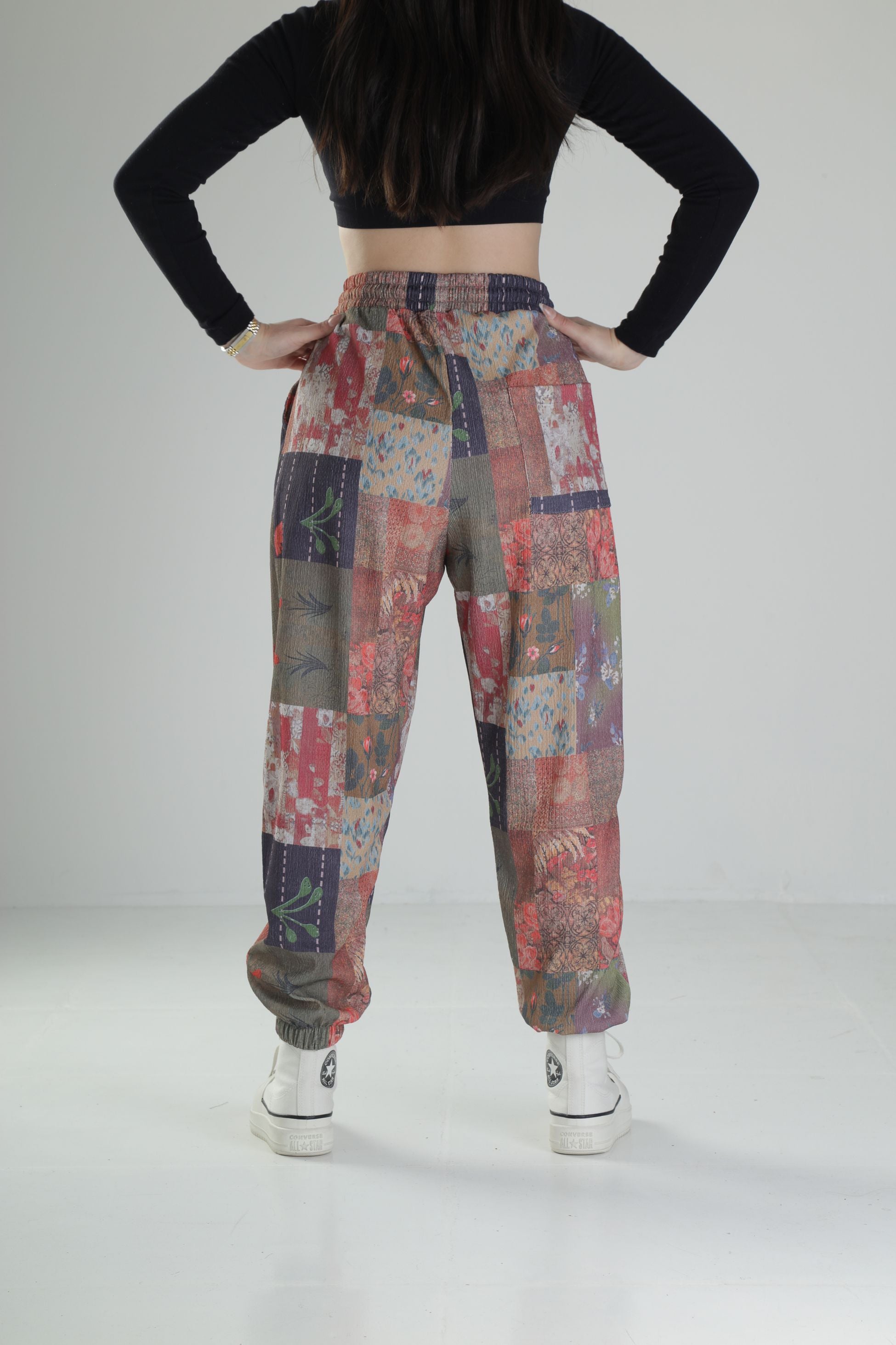 Bürümcük Kumaş Yama Desenli Jogger Pantolon COC2480