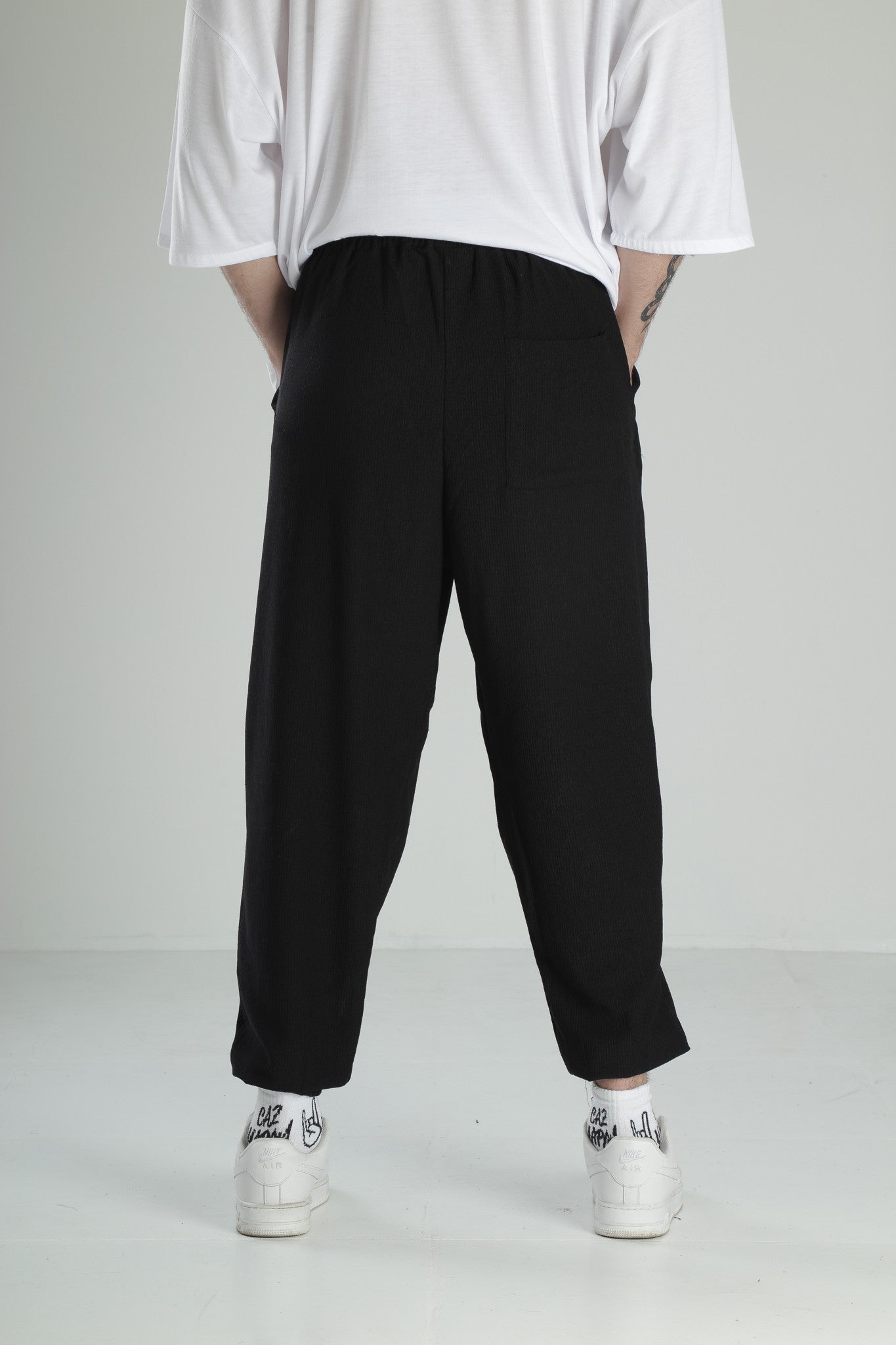 Bürümcük Kumaş Siyah Pileli Yarım Şalvar COC2488