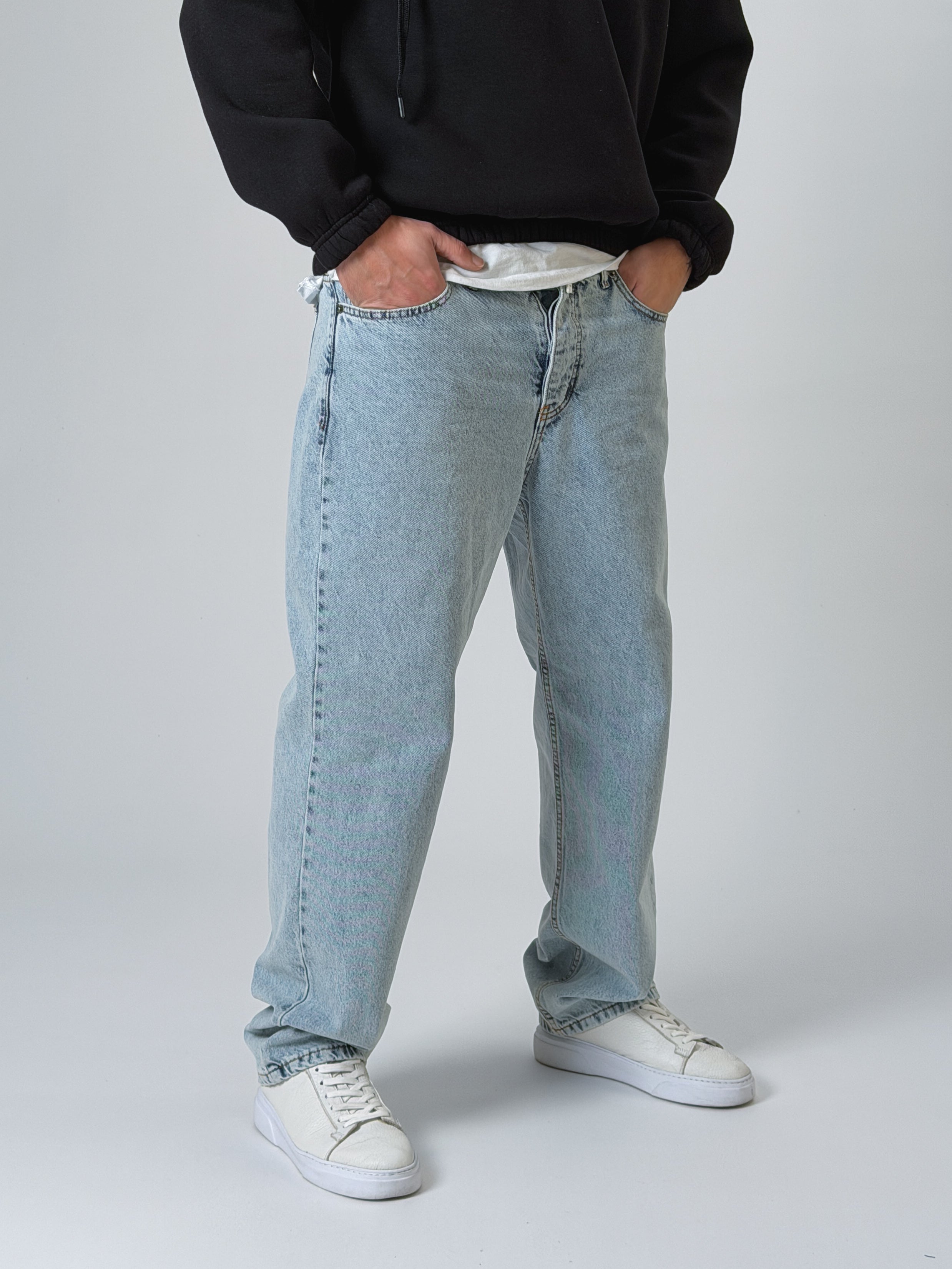 Buz Mavisi Erkek Baggy Kot Pantolon COC2528
