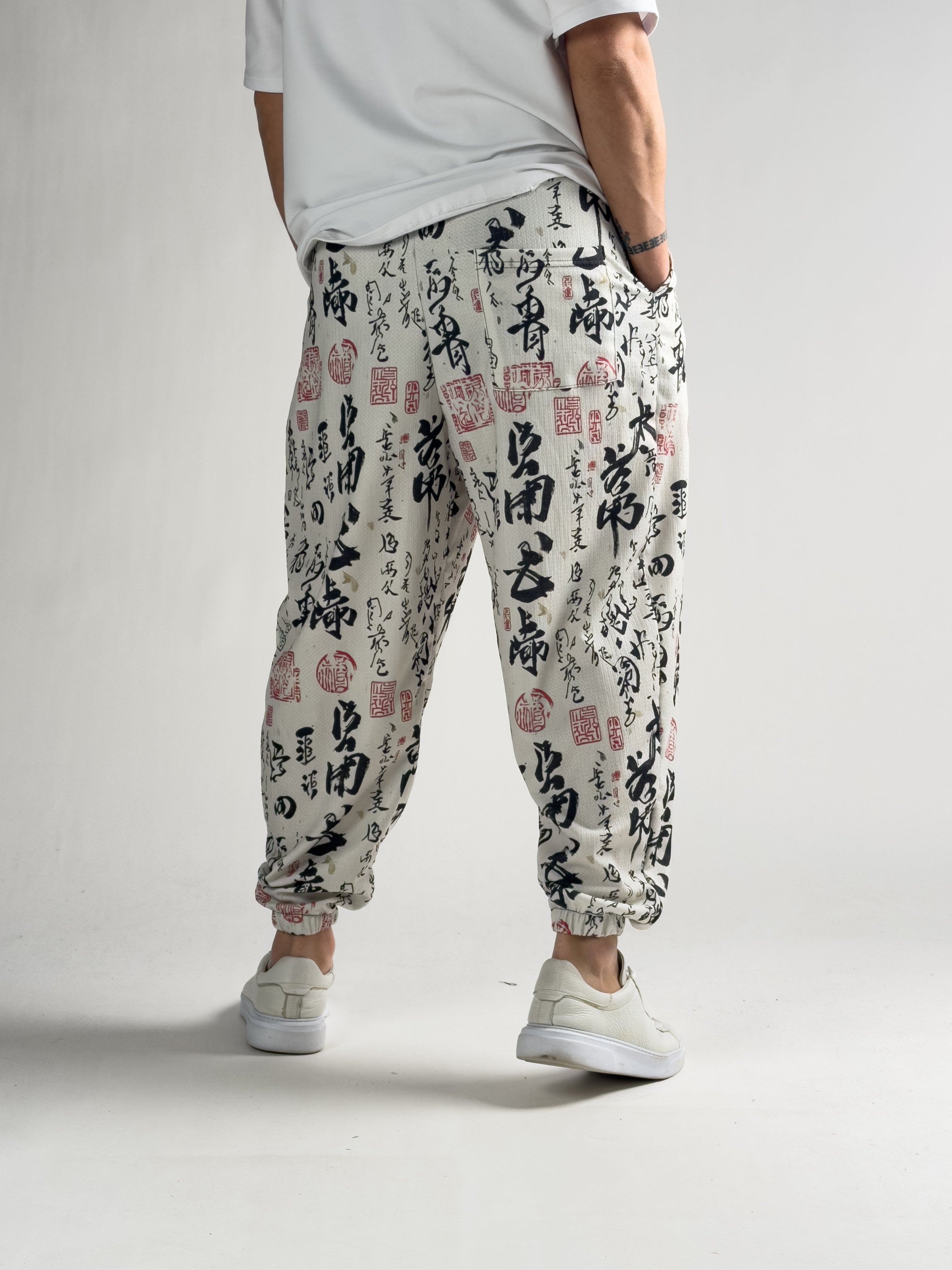 Chinese Beyaz Erkek Pileli Jogger Pantolon COC2810