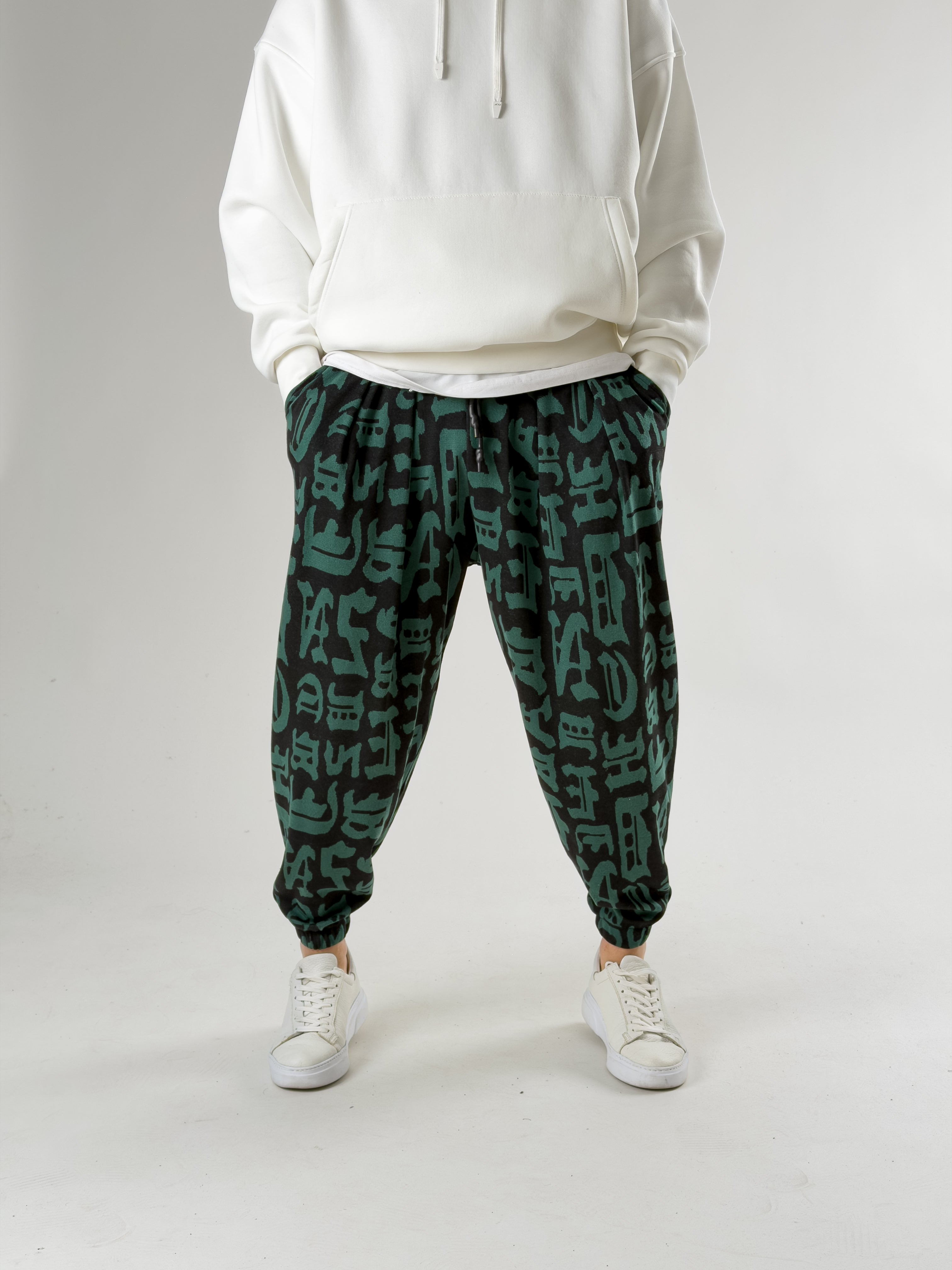 Chinese Desenli Pileli Erkek Jogger Pantolon COC2661