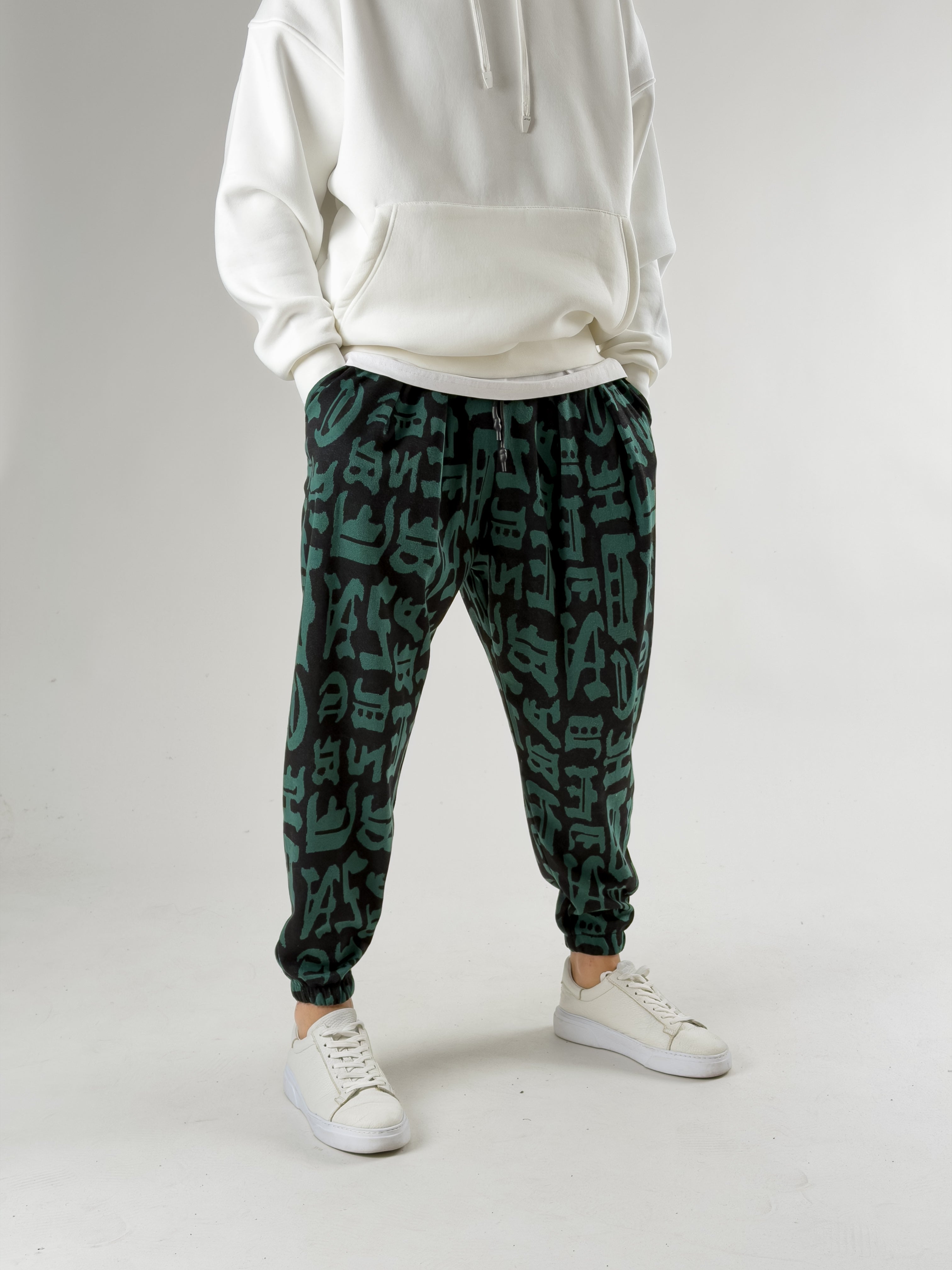 Chinese Desenli Pileli Erkek Jogger Pantolon COC2661
