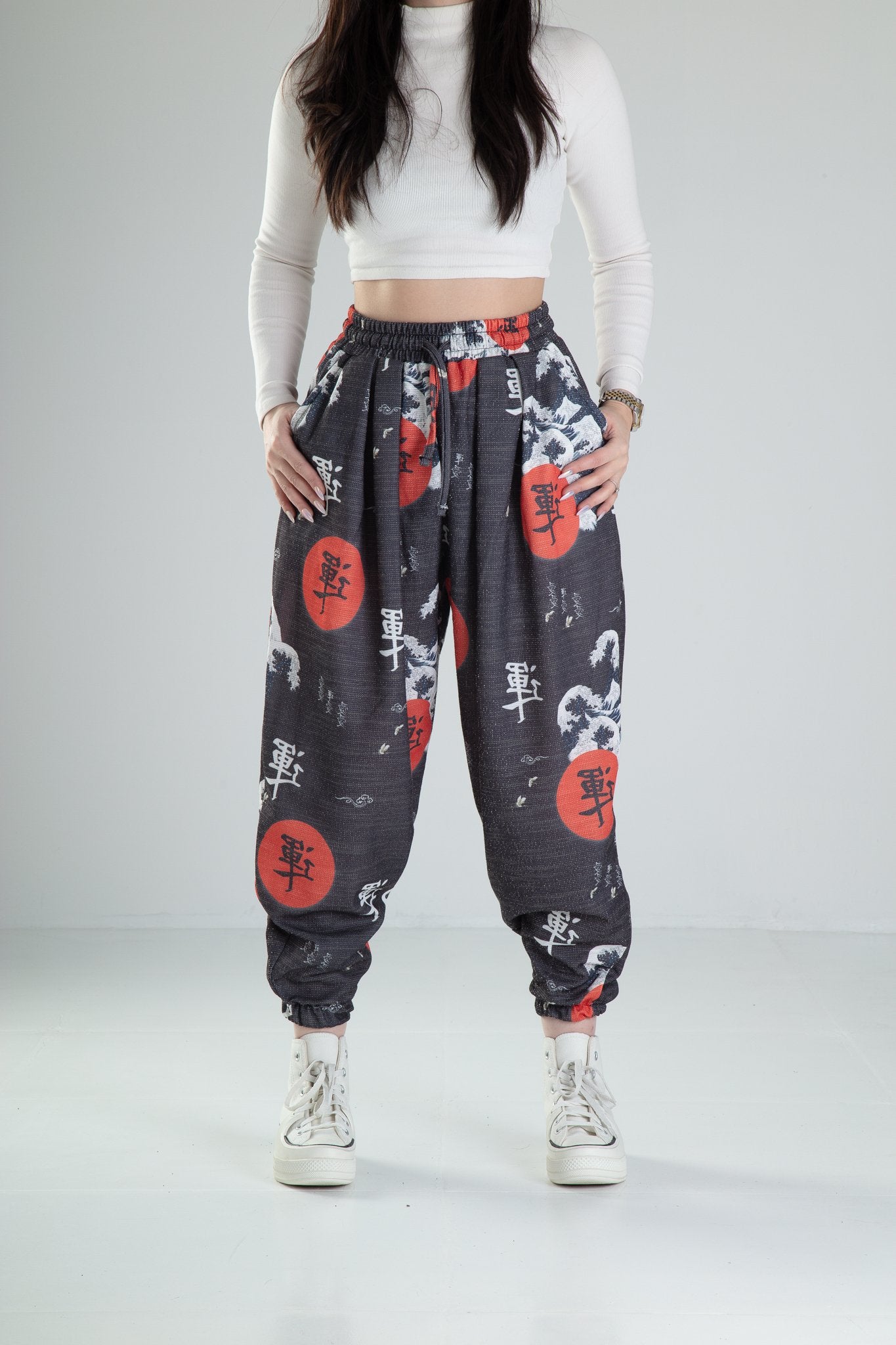 Chinese Desenli Pileli Yarım Şalvar COC2318