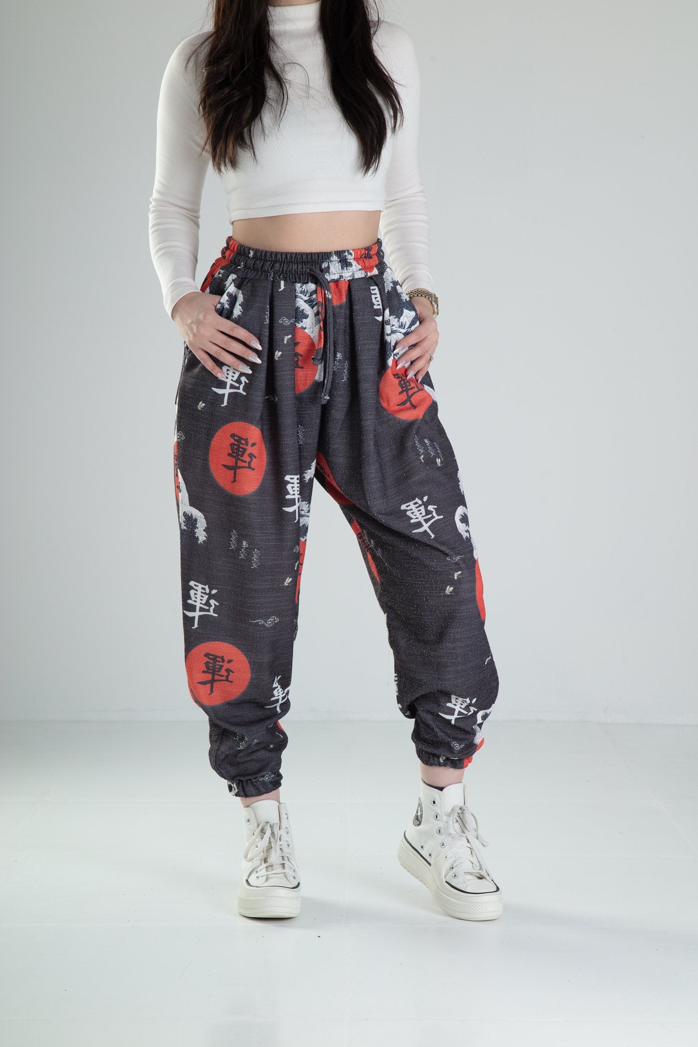 Chinese Desenli Pileli Yarım Şalvar COC2318