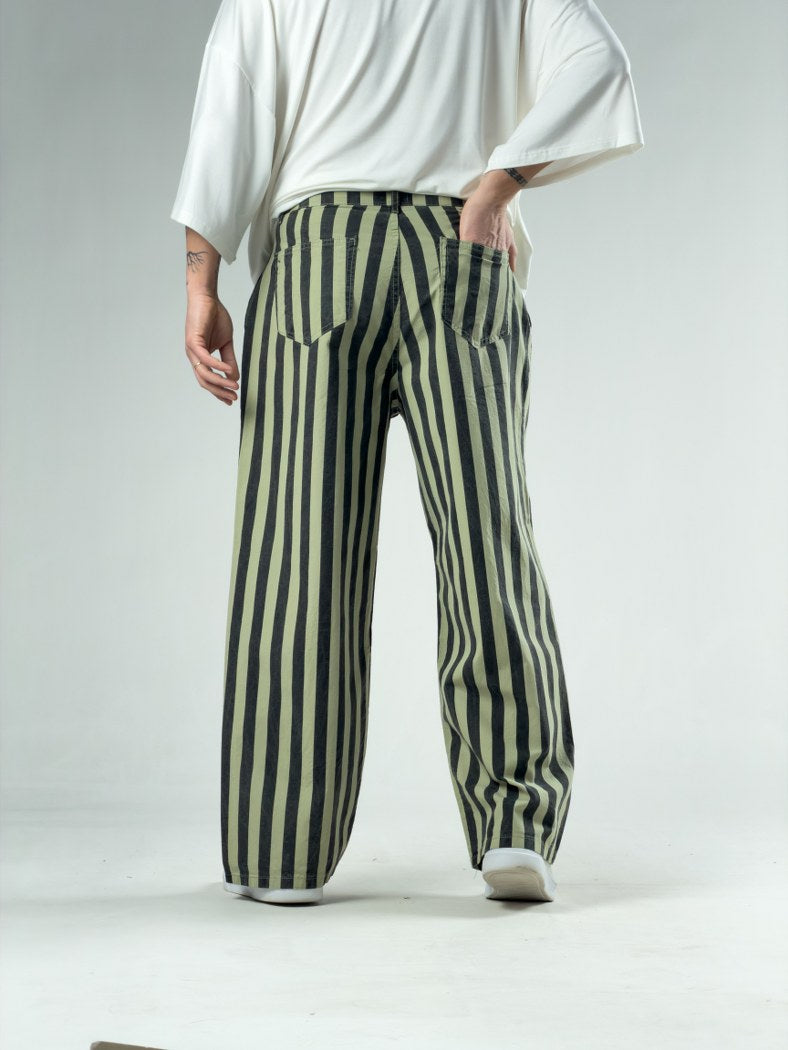 Çizgili Yeşil Erkek Pantolon COC3118