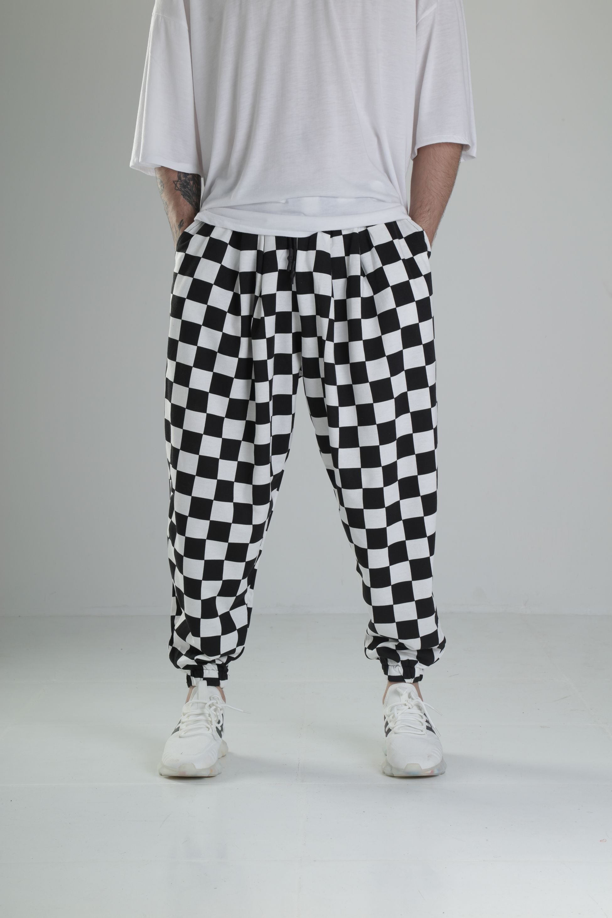 Damalı Pileli Yarım Şalvar COC2359