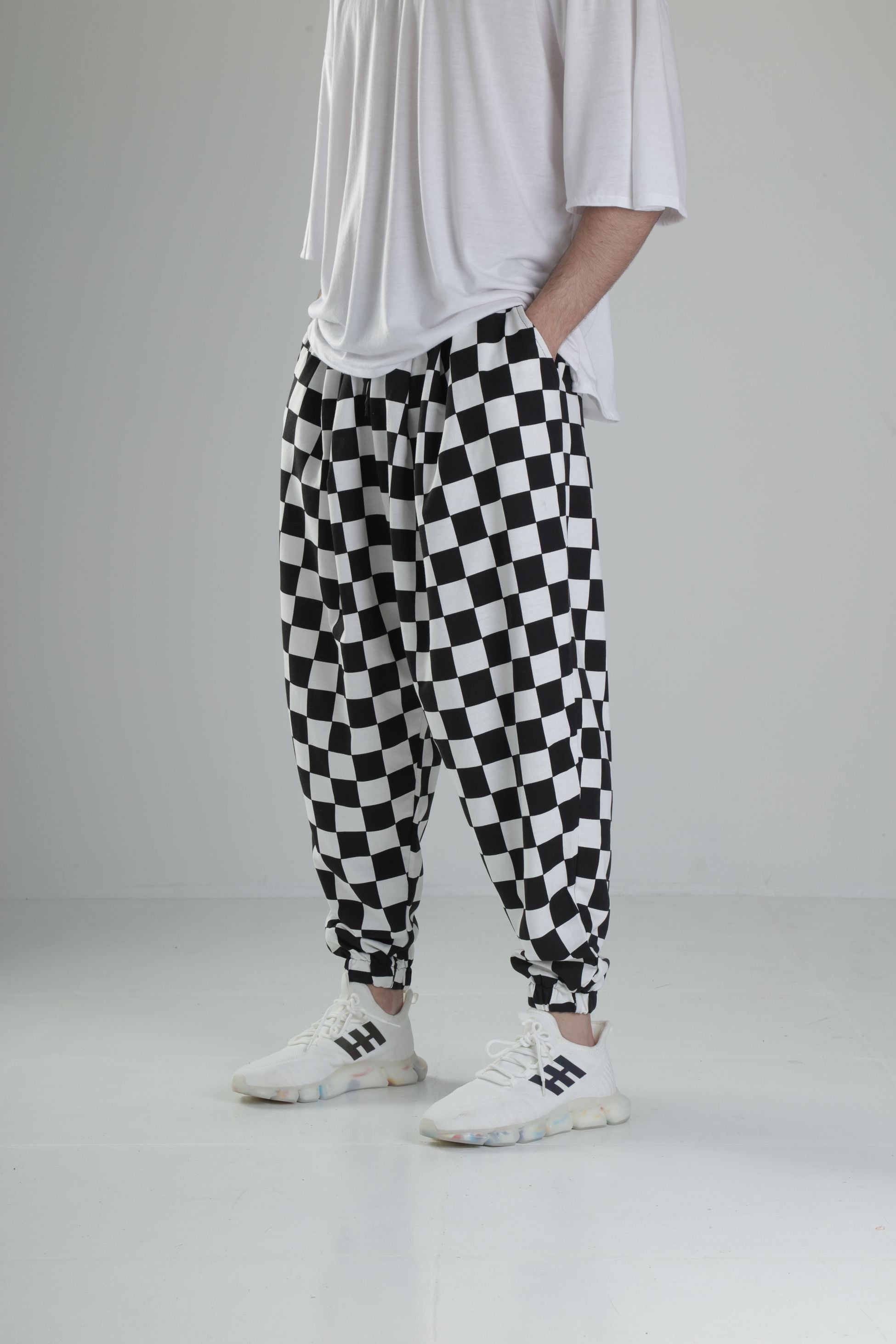 Damalı Pileli Yarım Şalvar COC2359