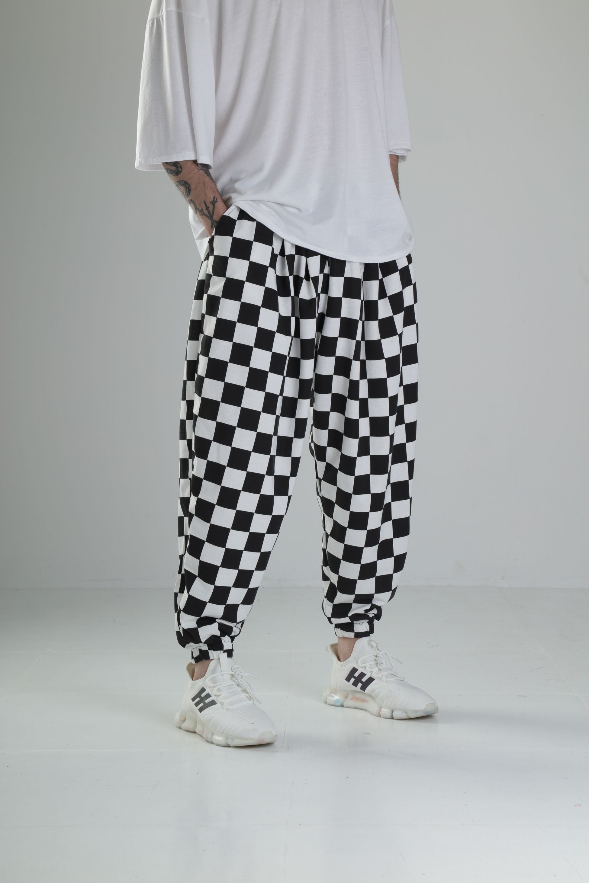 Damalı Pileli Yarım Şalvar COC2359