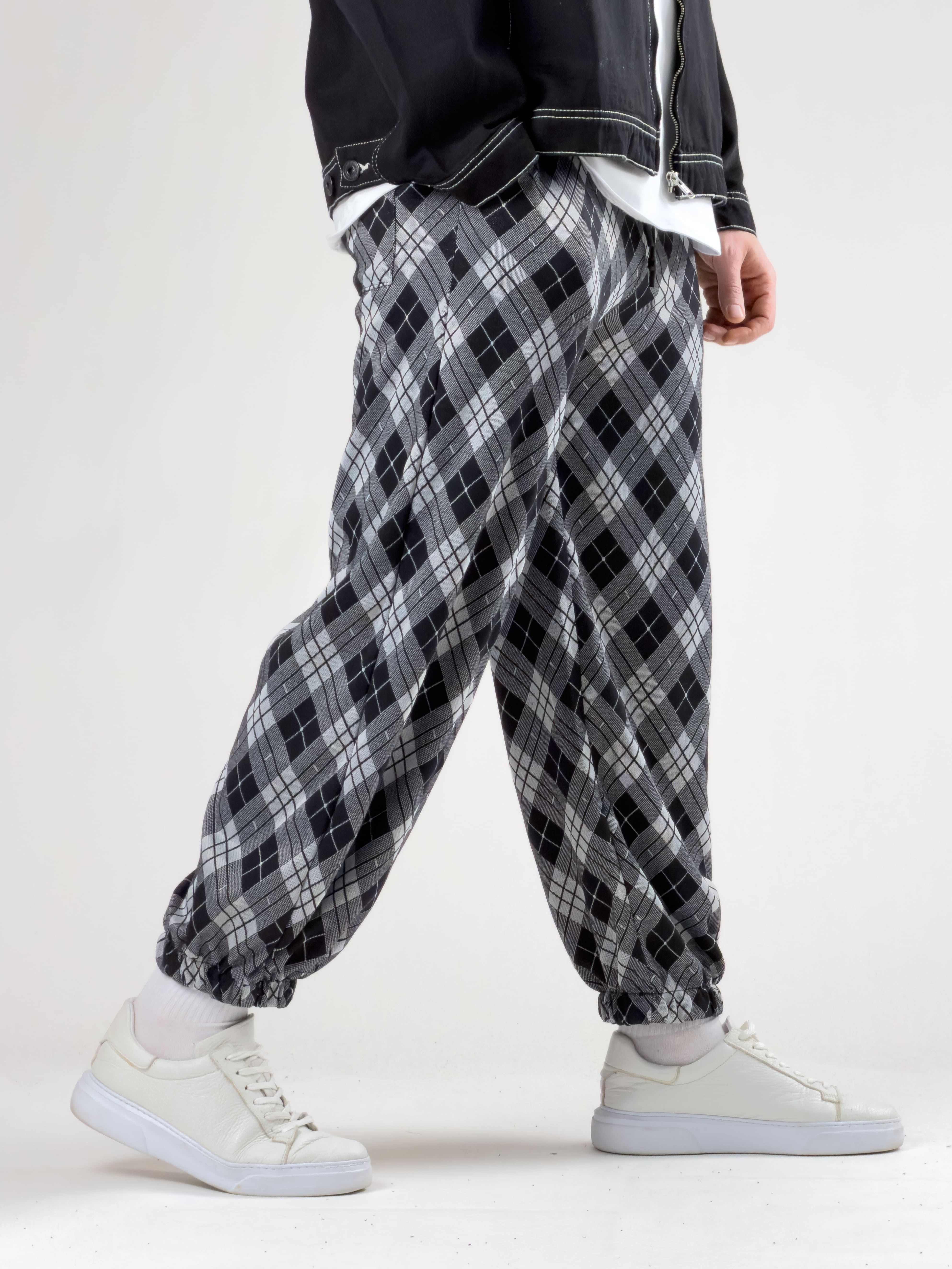 Desenli Gri Erkek Baggy Pantolon COC2786
