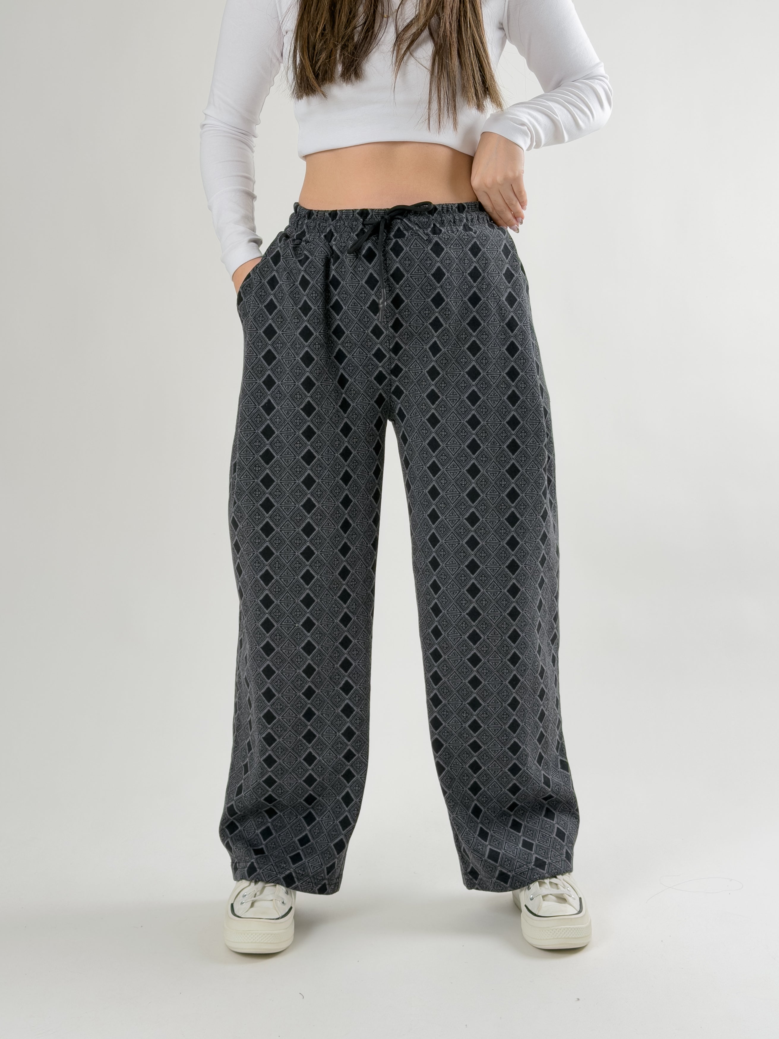 Desenli Kadın Baggy Pantolon COC2675