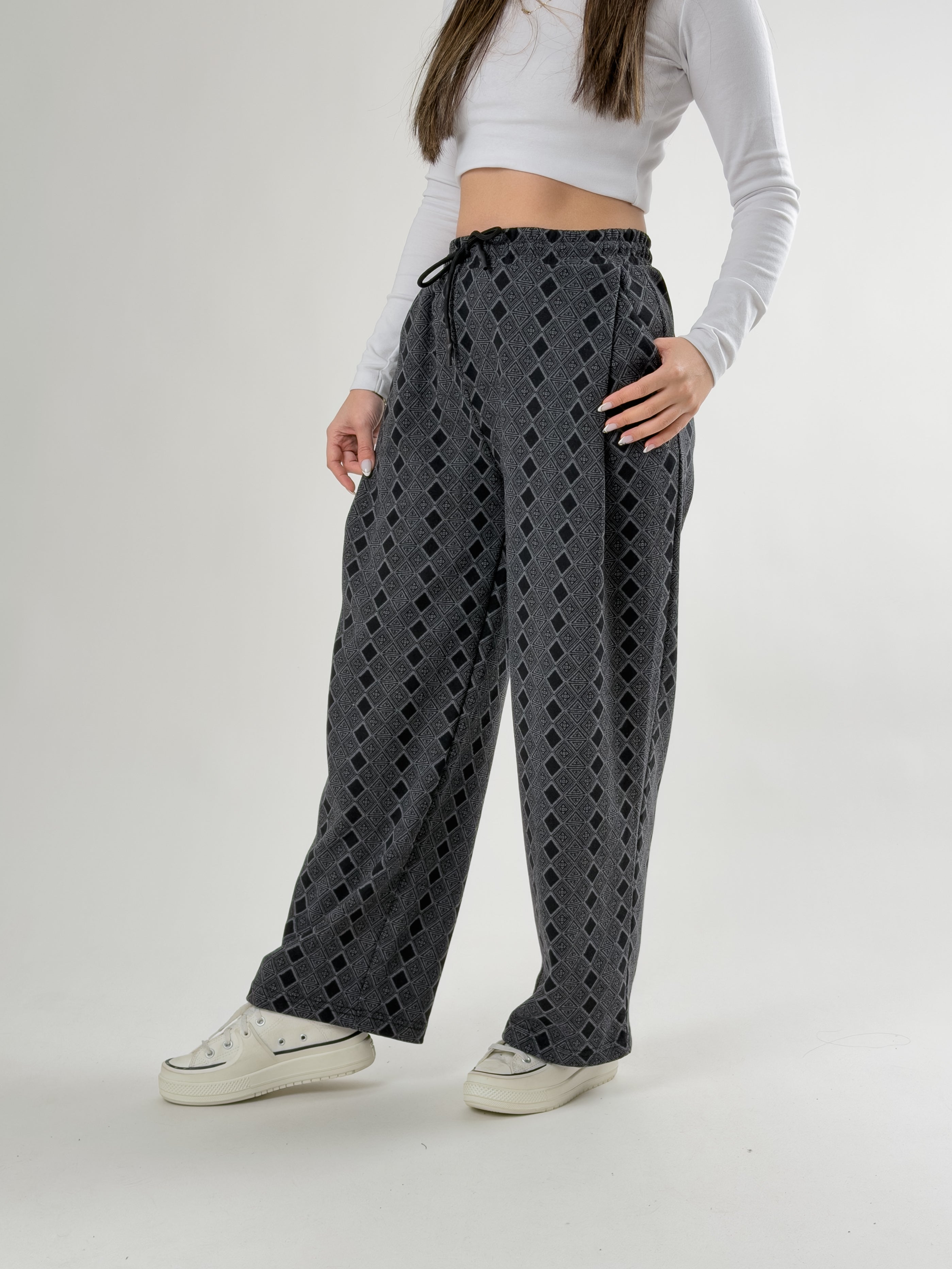 Desenli Kadın Baggy Pantolon COC2675