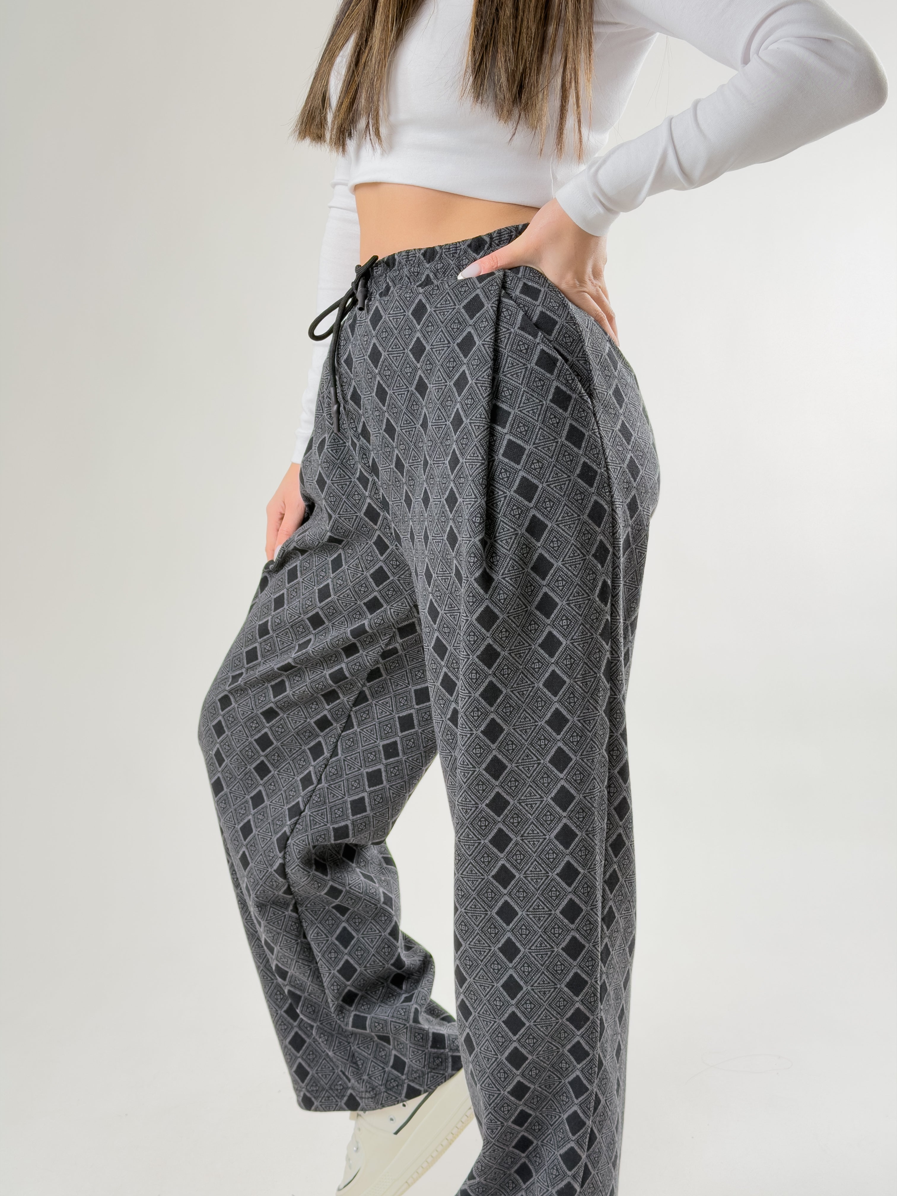 Desenli Kadın Baggy Pantolon COC2675