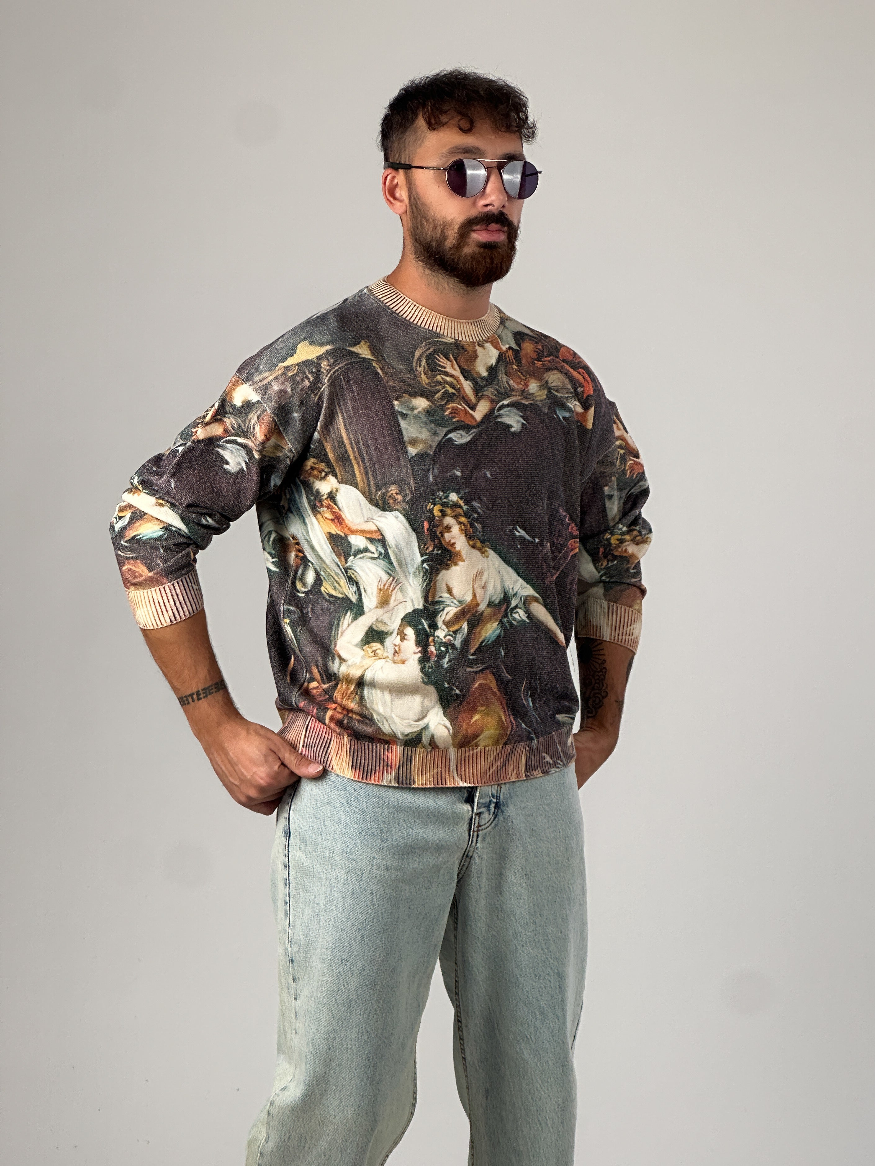 Desenli Old Erkek Sweat COC1027