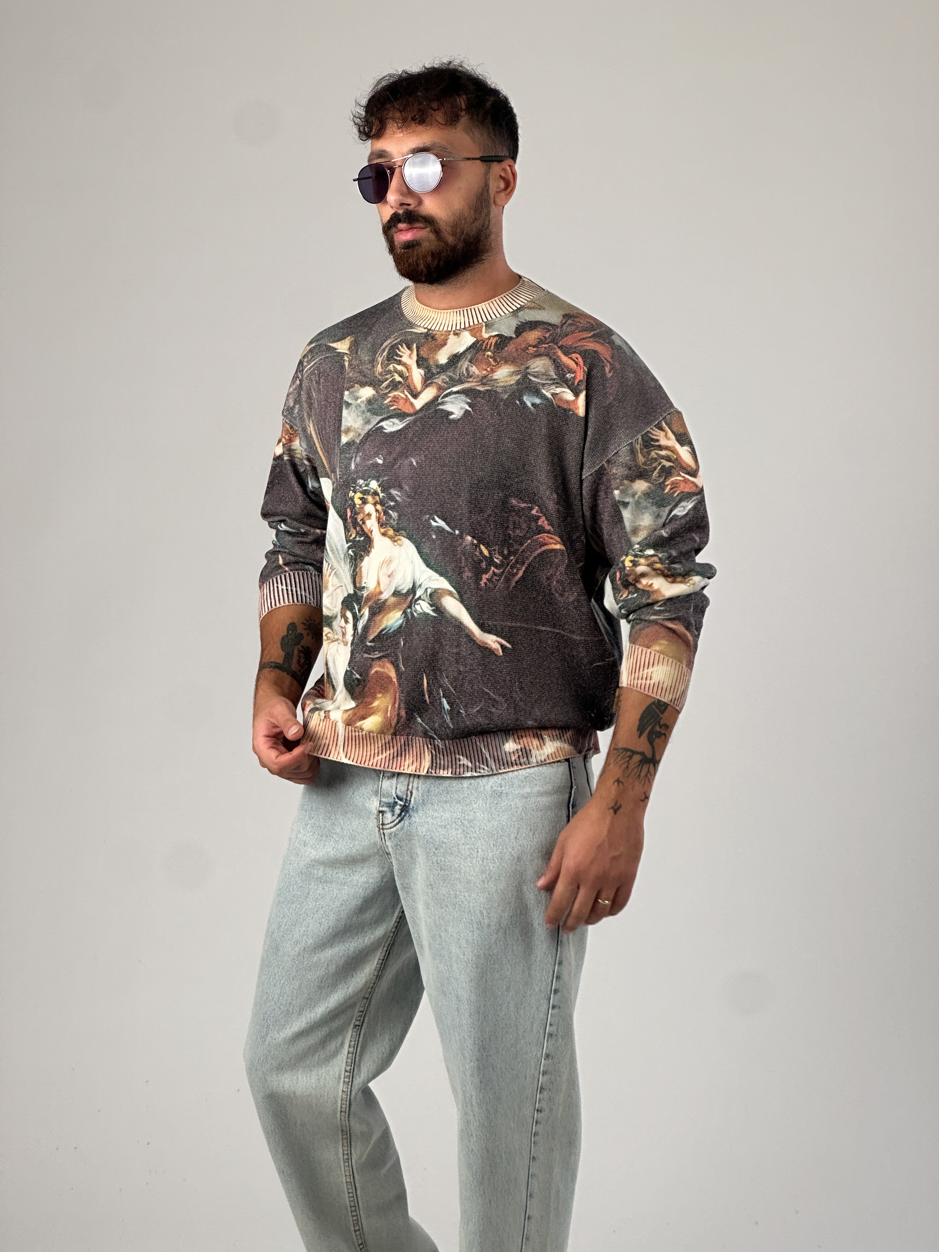 Desenli Old Erkek Sweat COC1027