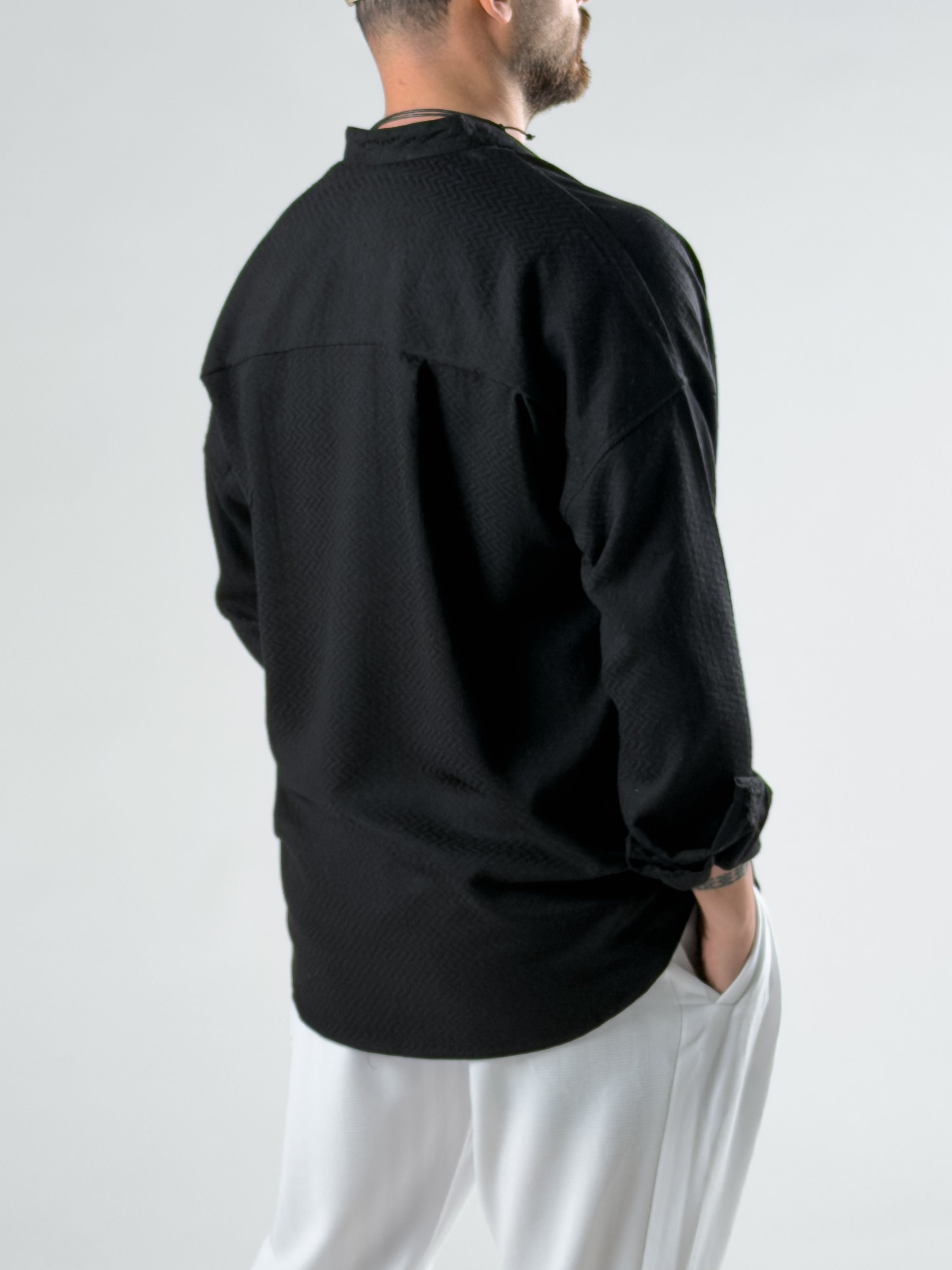 Desenli Siyah Erkek Gömlek COC2984