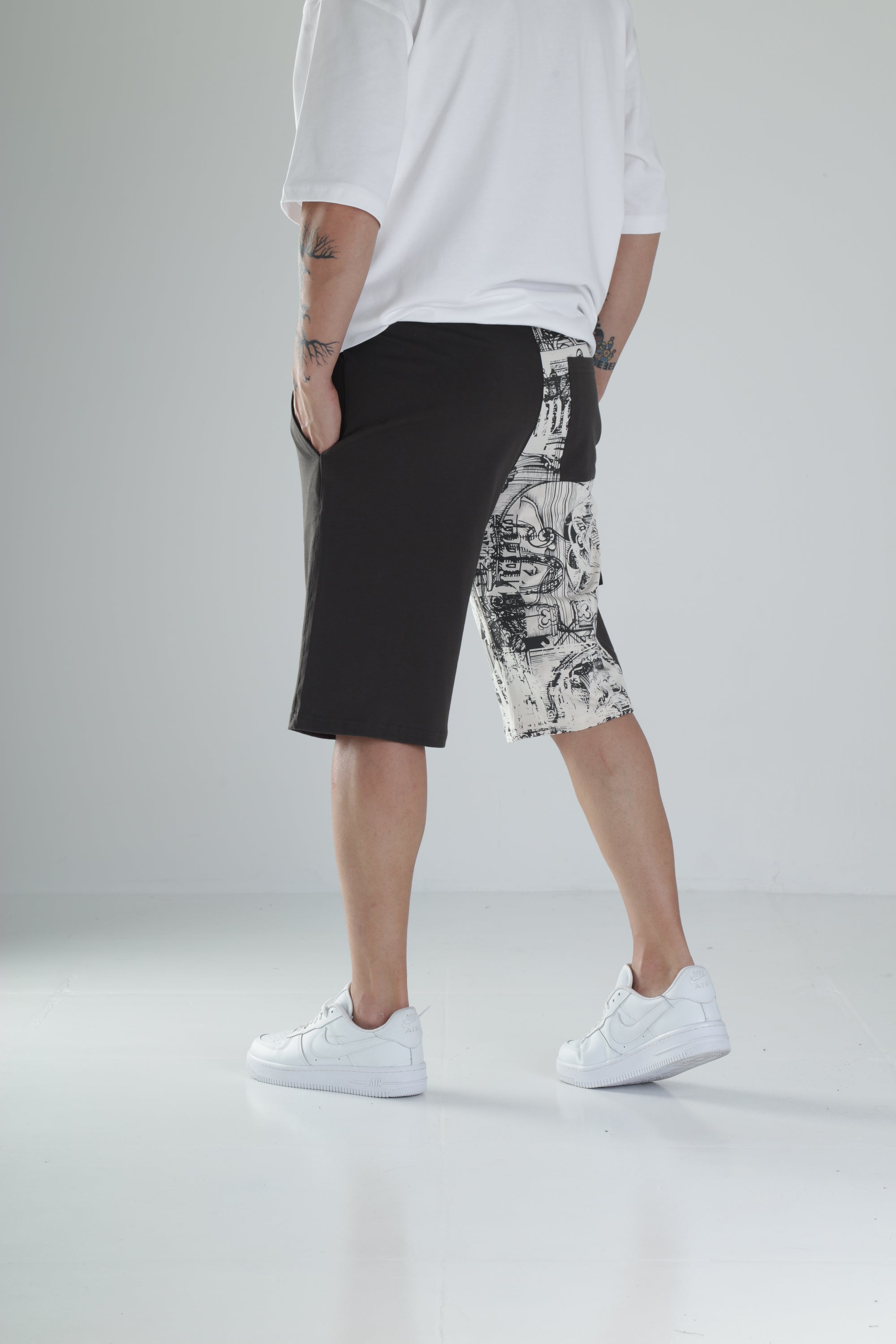 Desenli Tasarım Haki Şort COC1489