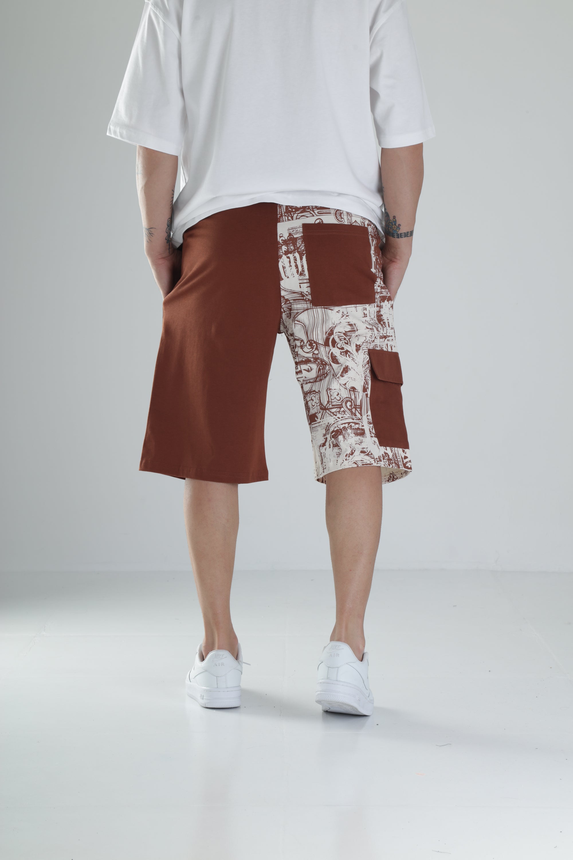 Desenli Tasarım Kiremit Şort COC1487