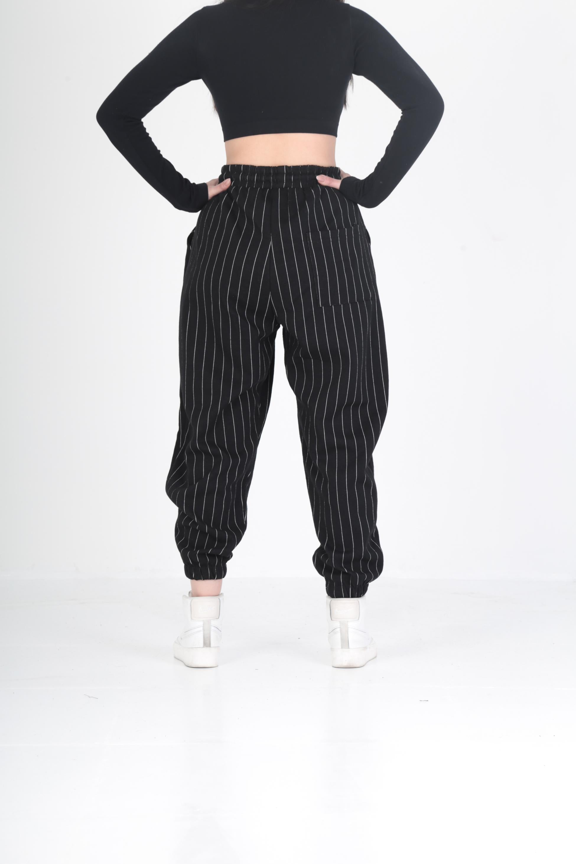 Dik Çizgili Pileli Jogger Pantolon COC2367